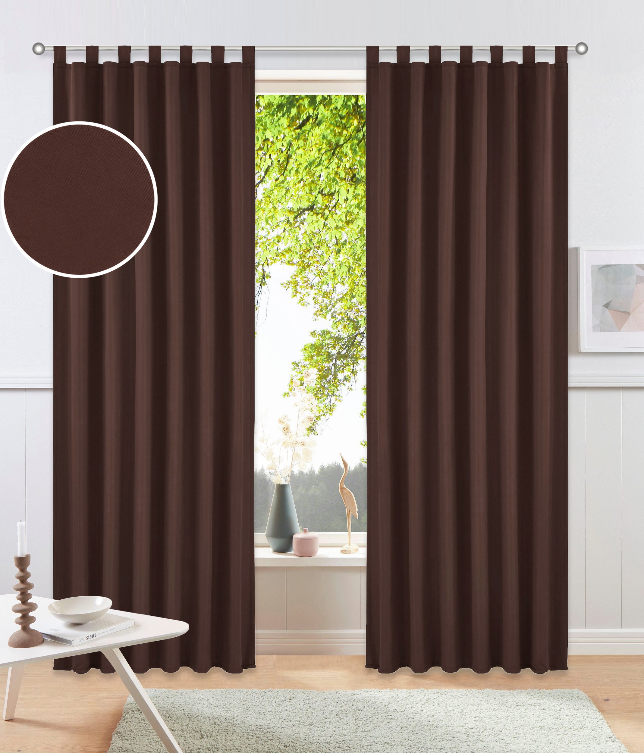 GOODproduct Rideau »Parry« Boucles 2 cuis tlg. lot de 2, opaque, monochrome, basique