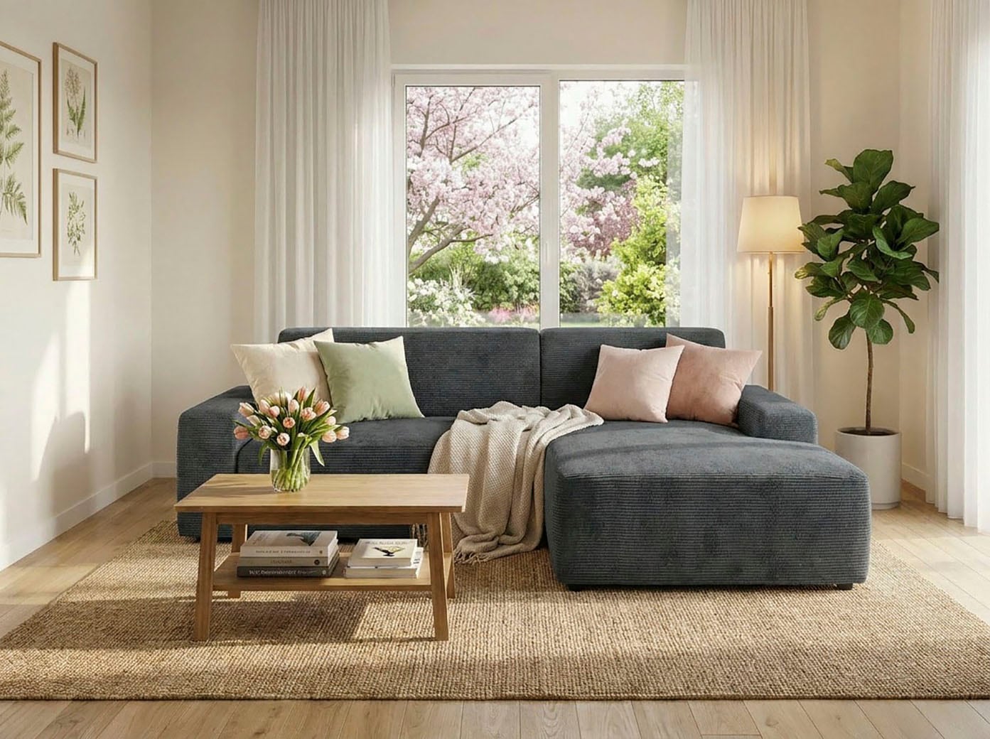 Image of TRENDMANUFAKTUR Ecksofa "Wien wahlw. mit Sitzauszug und Bettkasten, bequem, elegant" L-Form, in trendigem Cordstoff