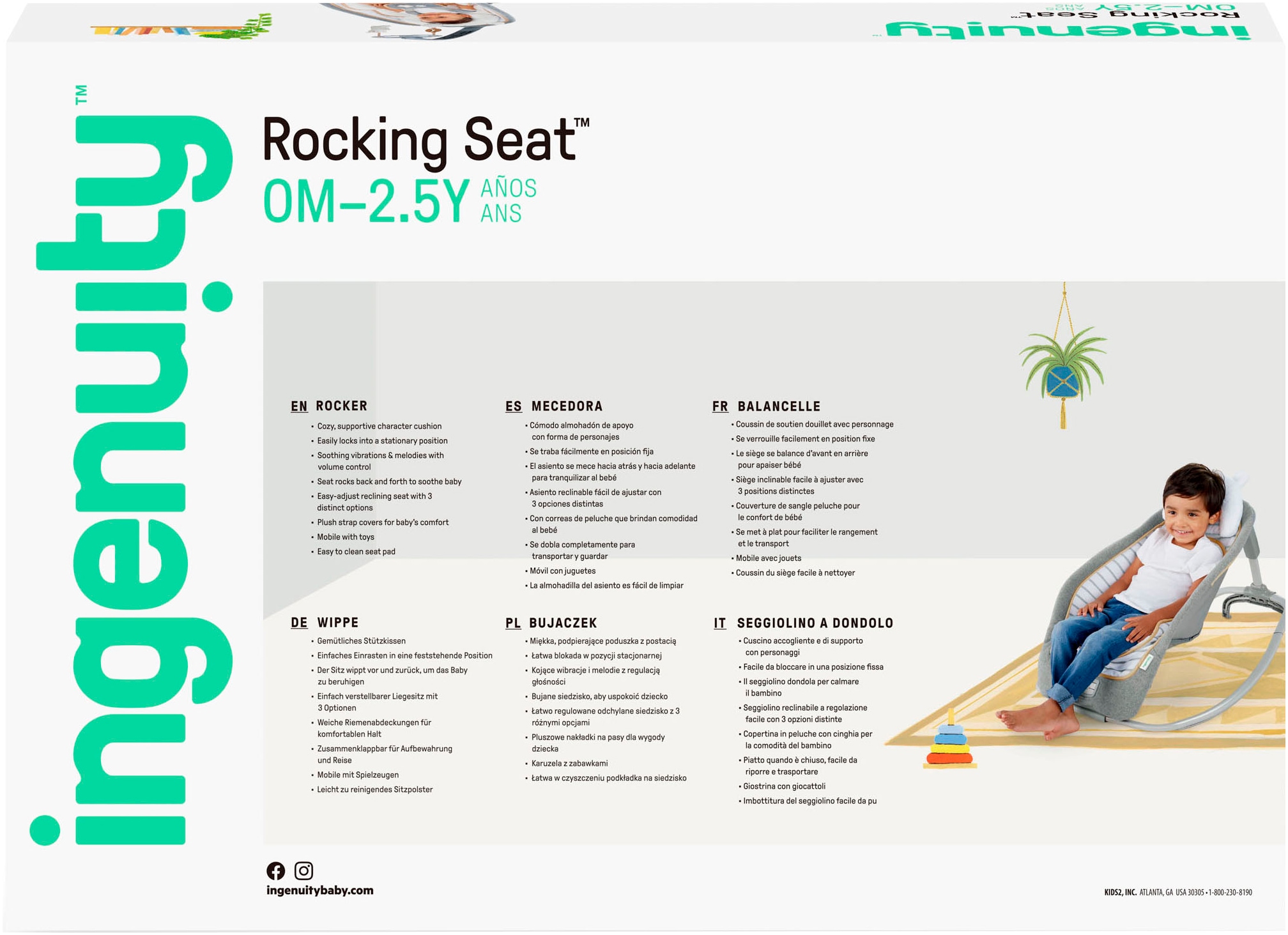 ingenuity Babywippe »Rocking Seat - Bella Teddy« mit Sound-Effekt