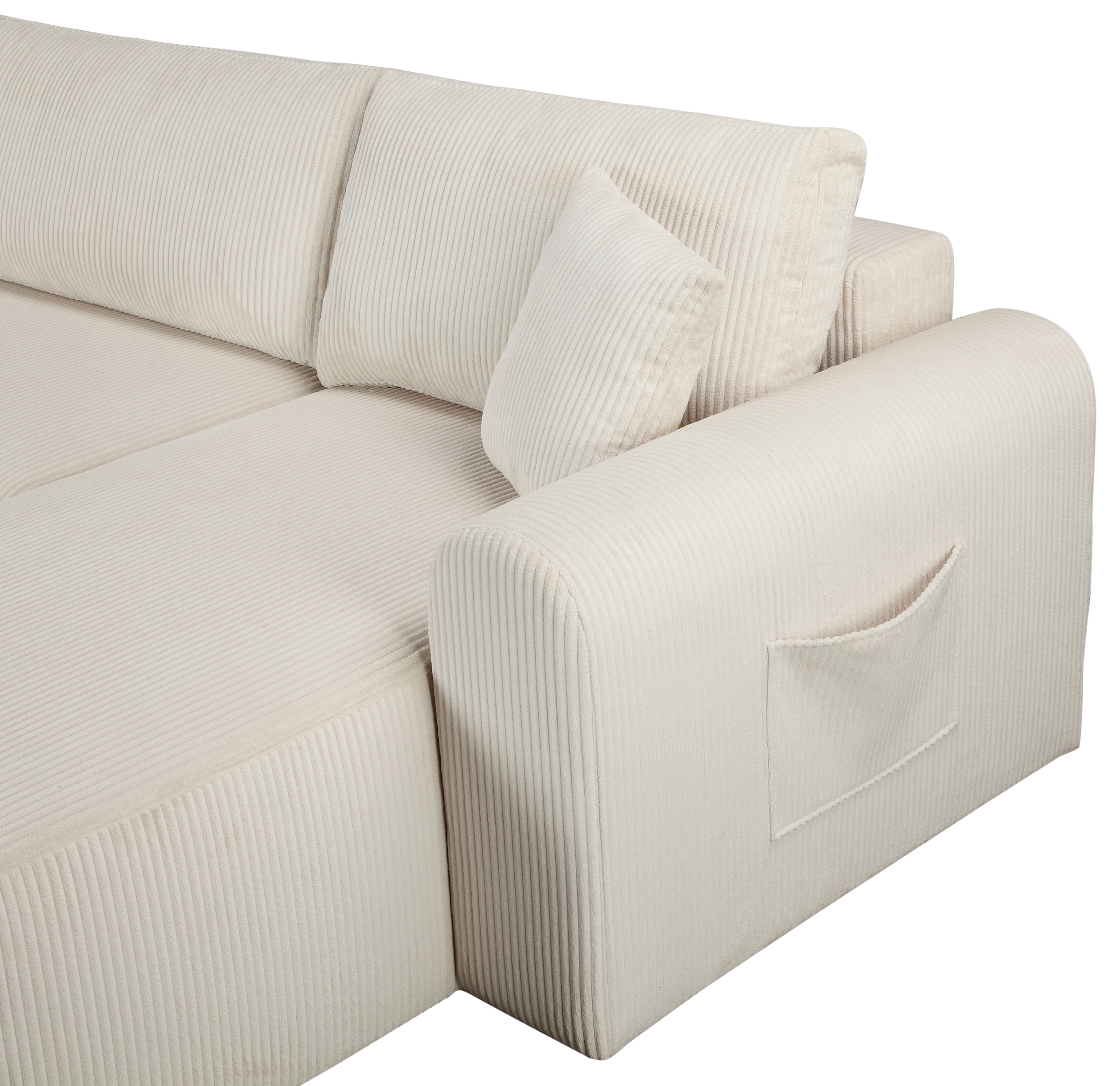GOODproduct Paysage de salon »JONAA, 311 cm, U-Form, Schlafsofa, Boxspringfederung, Cord u. Struktur« 133/270cm, Bettkasten, Seitentaschen, Cord und Struktur