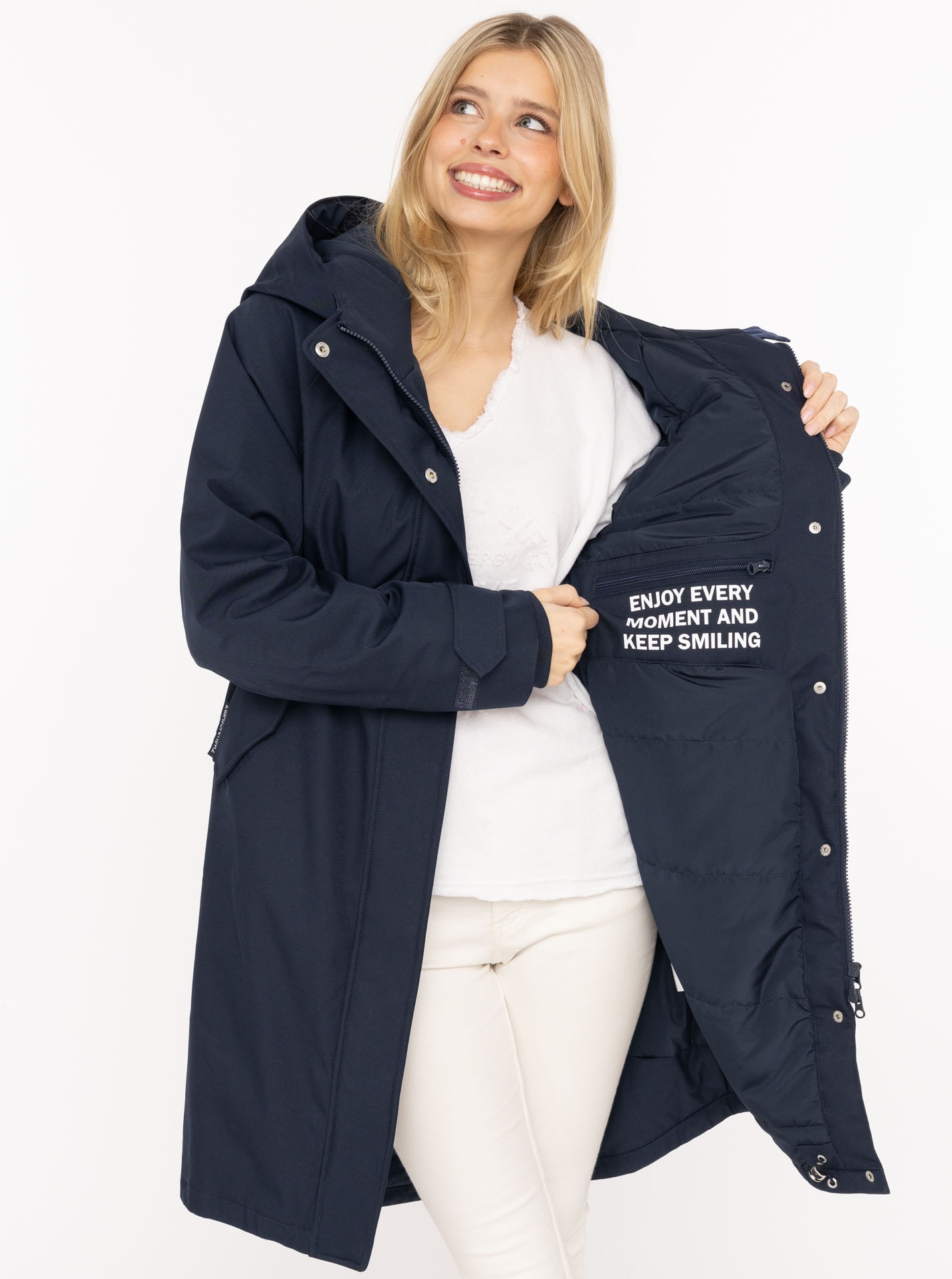 Zwillingsherz Manteau court »"Keep Smiling"« Kapuze, verdeckter Reissverschluss