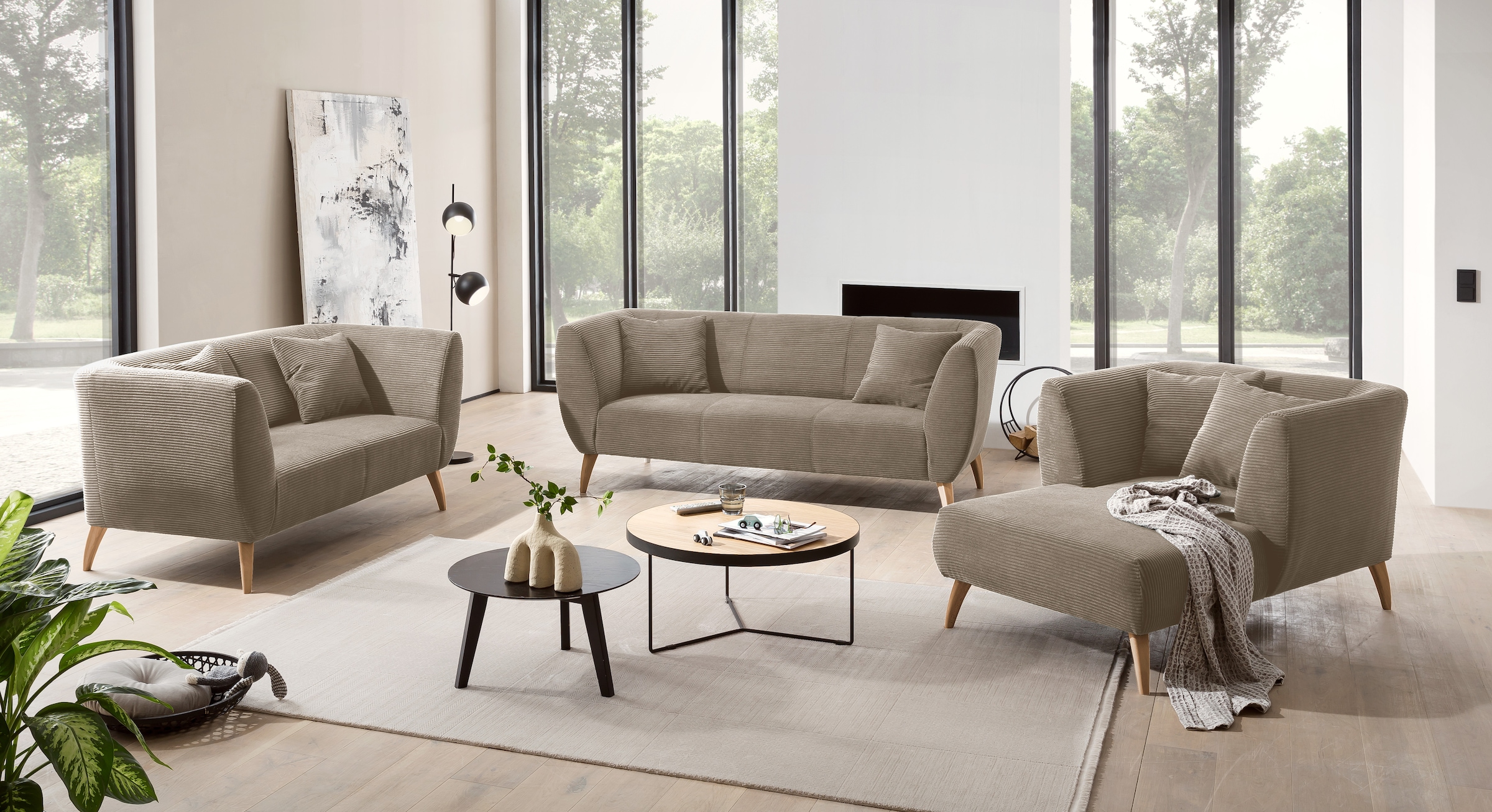 Home affaire 3-Sitzer zwei verschiedene Fussfarben wählbar