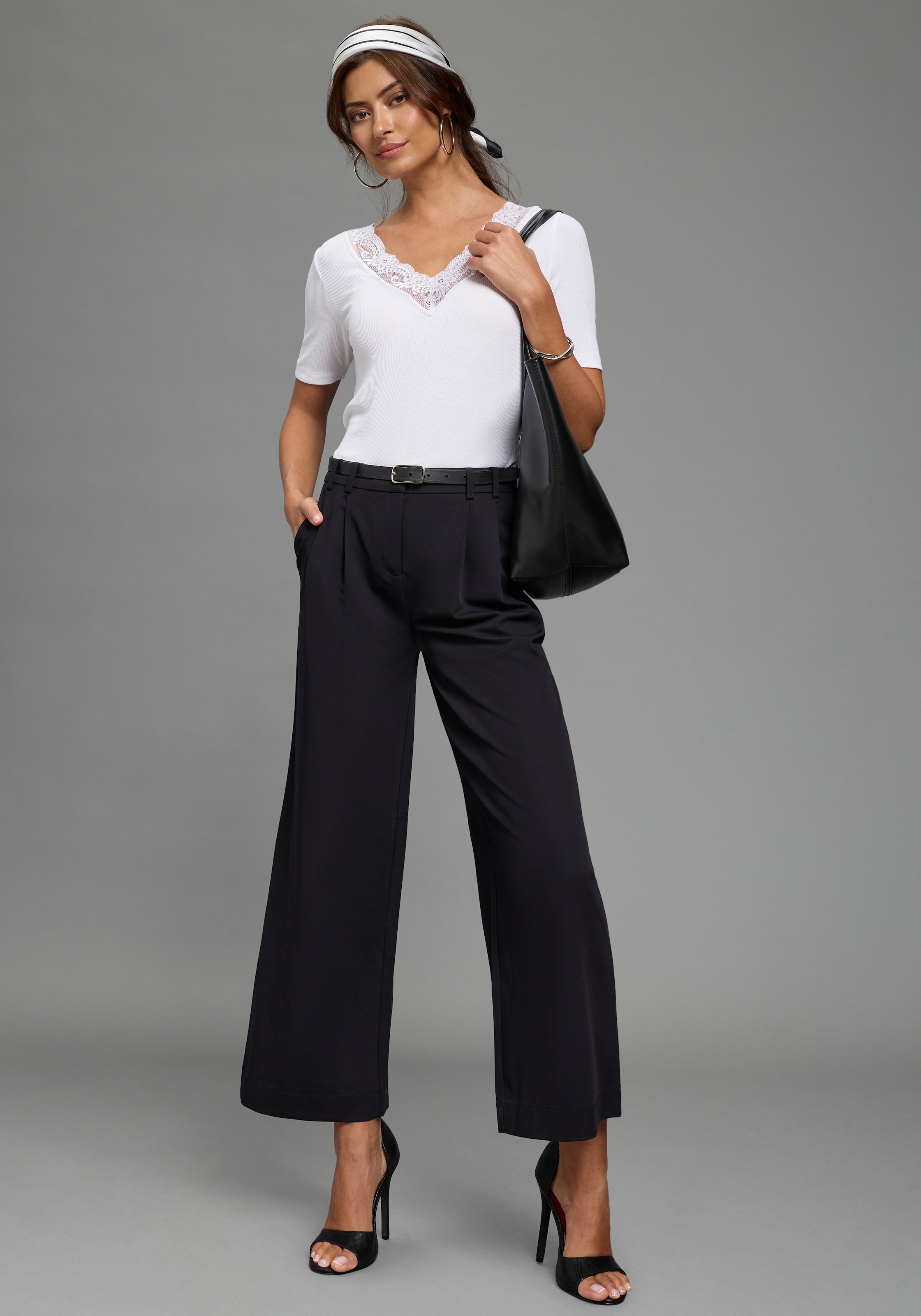 Laura Scott Bundfaltenhose  mit weitem Bein