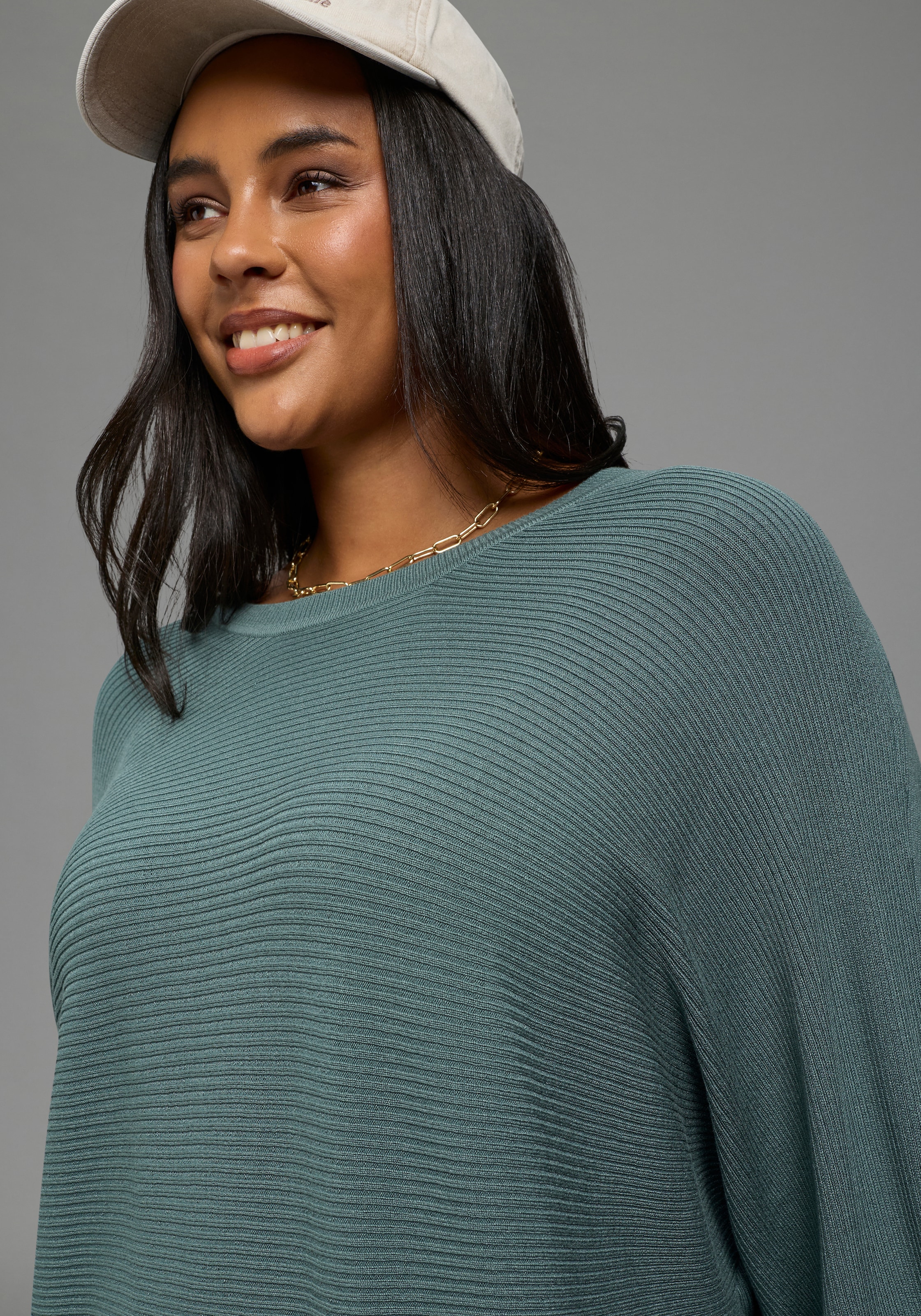 Laura Scott CURVE Pull en tricot »Grosse Grössen« en tricot côtelé, coupe décontractée, aussi en grandes tailles