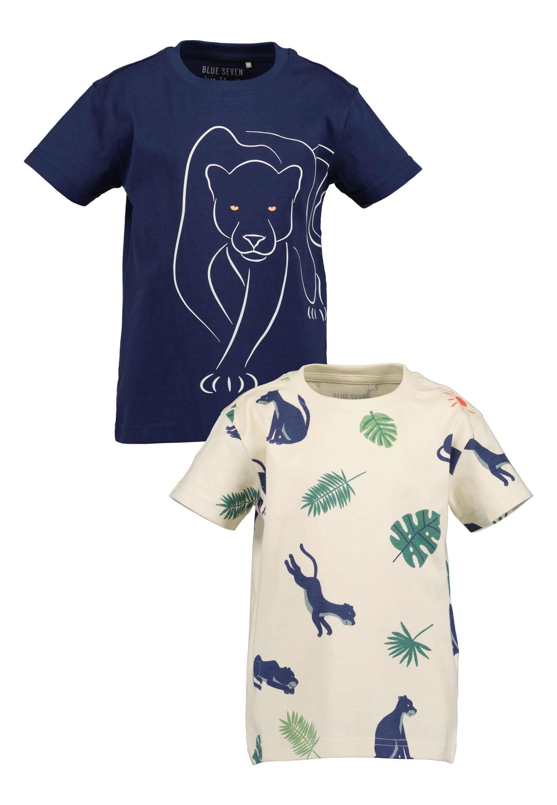 Image of Blue Seven T-Shirt Packung, 2 Basic-Passform, mit kurzen Ärmeln, mit Druck und Unifarben