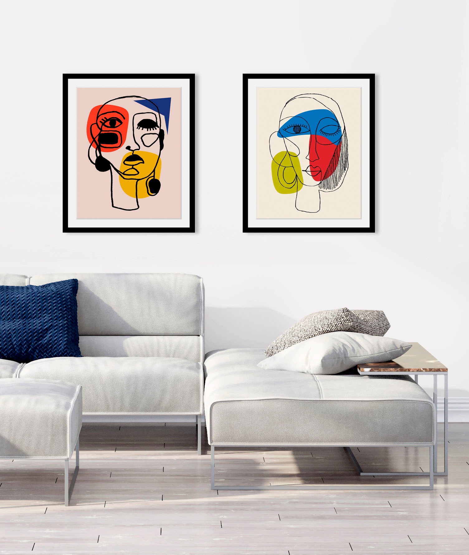 Image of queence Bild "Patrischa" Abstrakt Figuren Gemälde Gesicht Kunst Modern 1 Stk. tlg. HD Premium Poster-Druck inkl. Holzrahmen