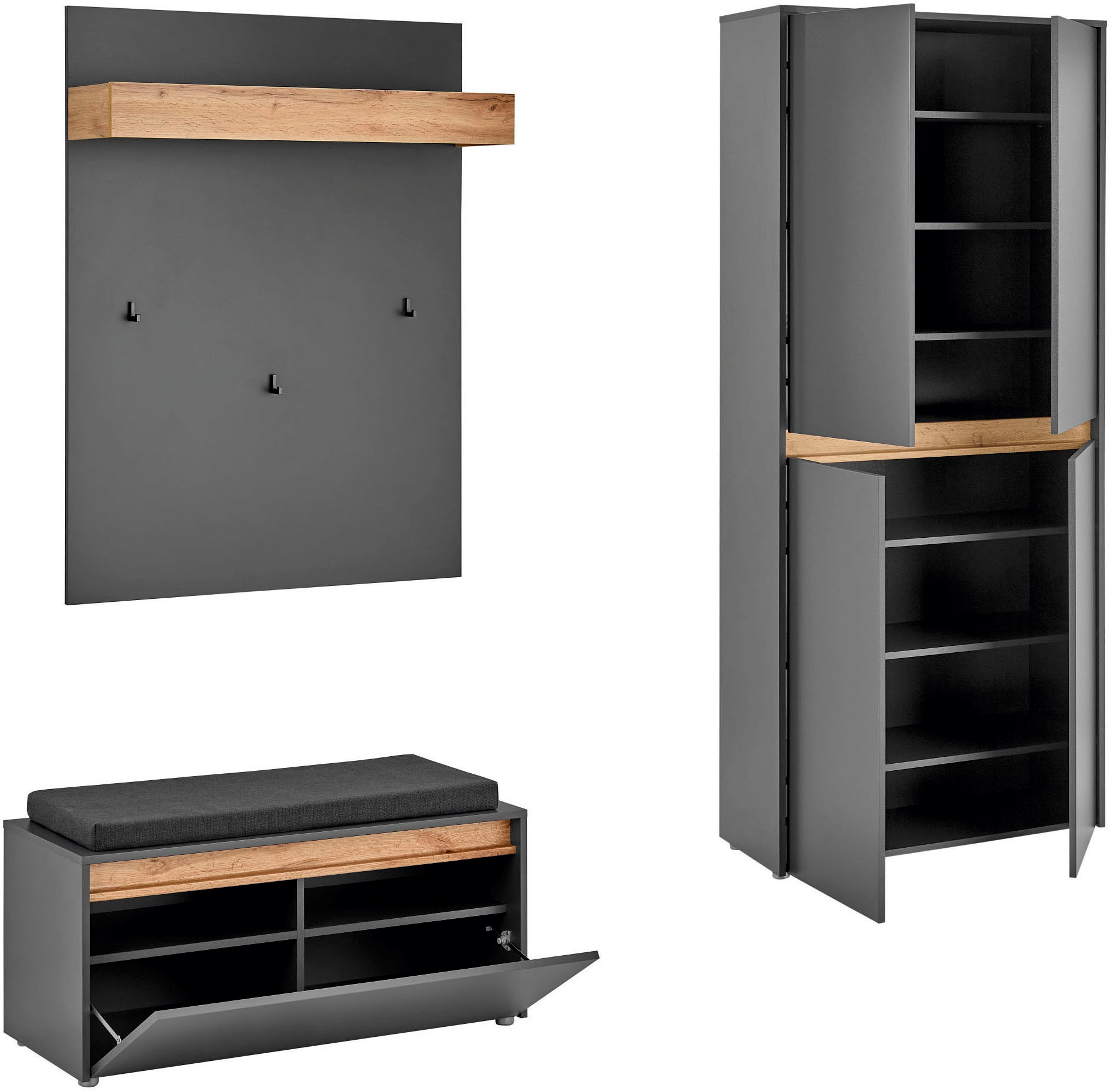 Home affaire Garderoben-Set »City/Giron, moderne Garderobe, viel Stauraum, ca. 40 Schuhe« Set, 3 Stk. tlg.