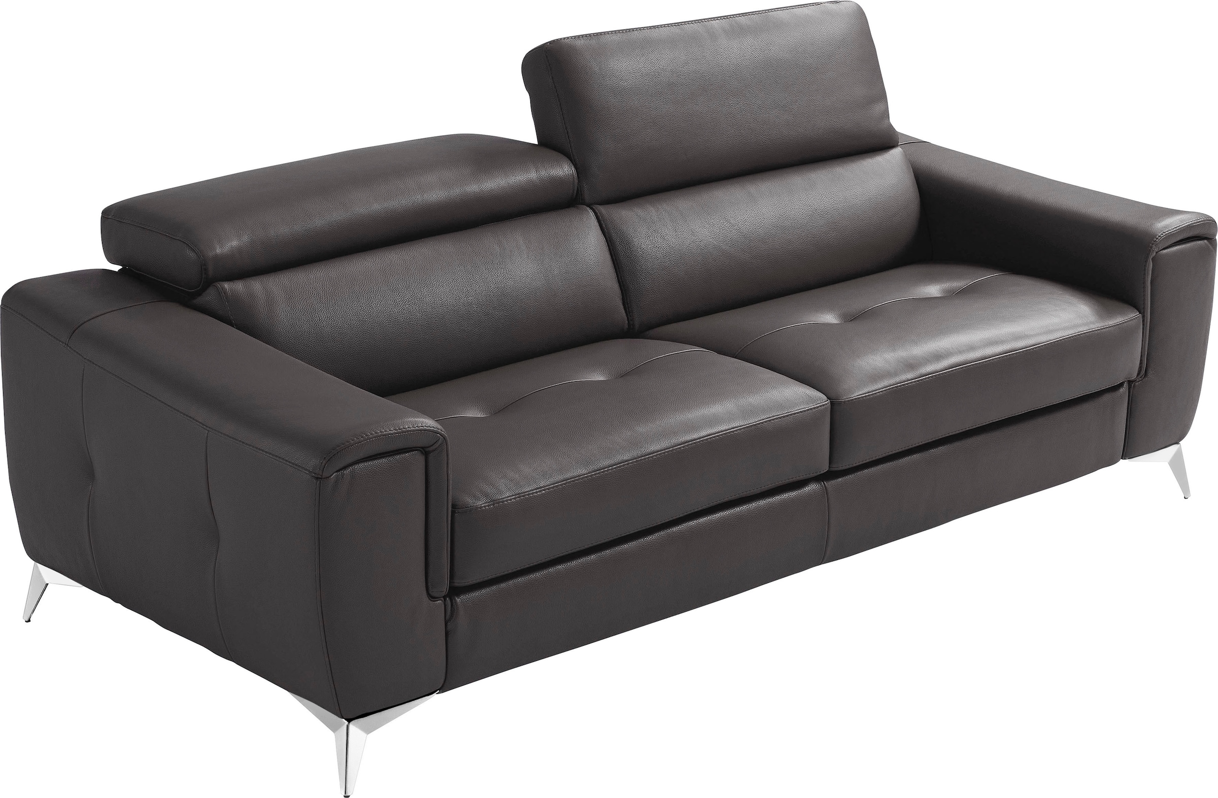 Image of Egoitaliano 2,5-Sitzer "Francine, Designsofa, Loungesofa, Breite 213 cm, Fussfarbe chrom" Designfuss, Leder BULL, schwarz