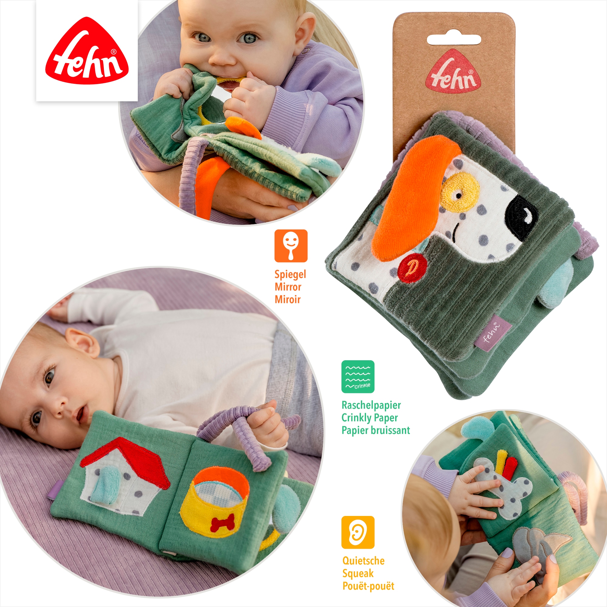 Fehn »Stoffbuch Hund Dotty« contient du coton bio