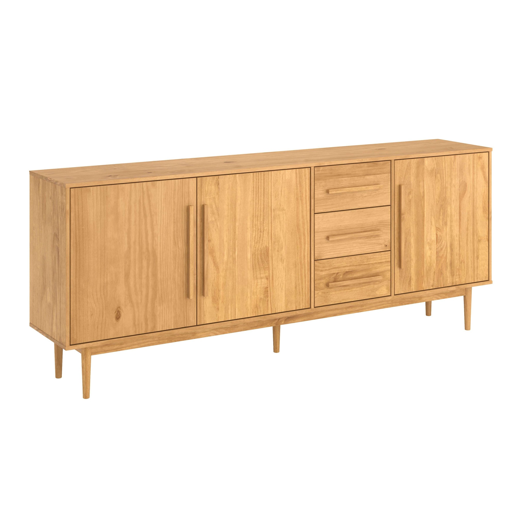 Image of GOODproduct Sideboard "Vara, Lowboard mit 3 Türen, 3 Schubladen und 2 variable Einlegeböden" aus massivem Kiefernholz, 2 Einlegeböden, 3 Schubkästen & 2 Türen