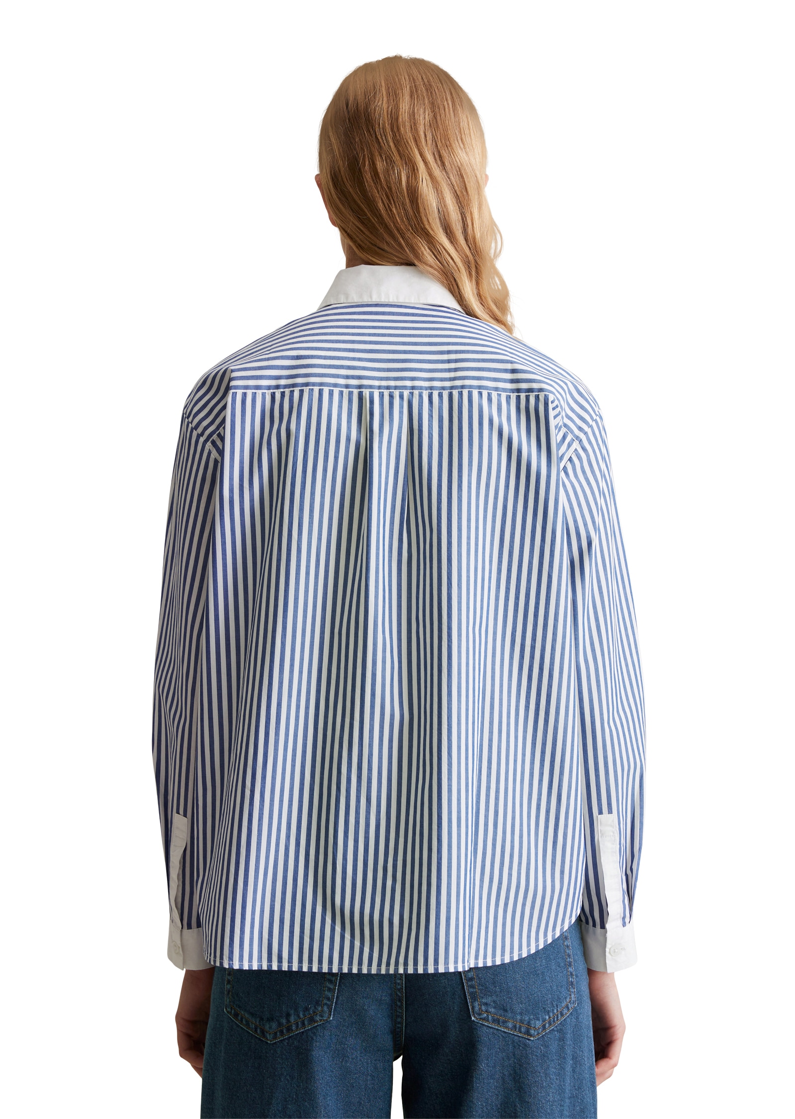 Marc O'Polo DENIM Langarmbluse, gestreift, weisser Kragen und Manschette