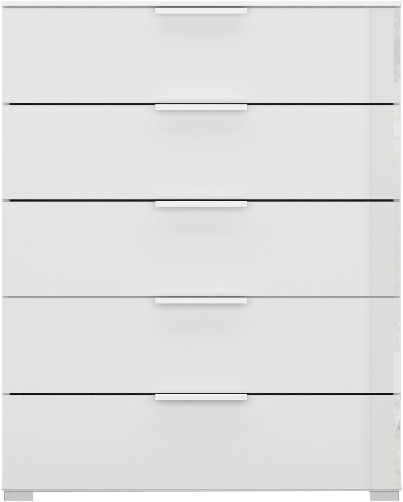 rauch Schubkastenkommode "Kommode Sideboard Wäscheschrank Schrank SKAT MERIDIAN" inkl. SOFT-CLOSE-FUNKTION, mit 5 Schubladen mit Glasfront in elegantem Design MADE IN GERMANY