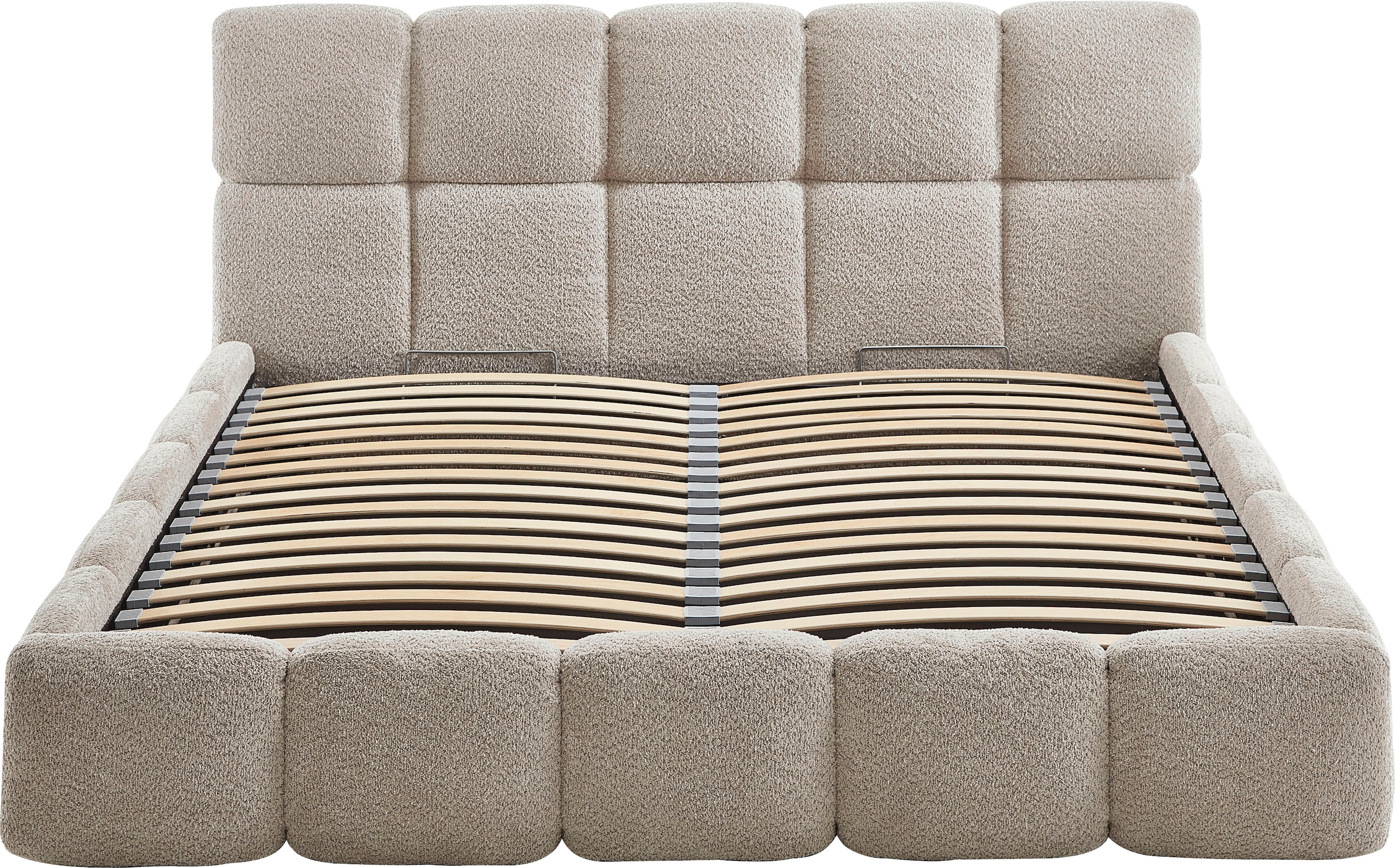 ATLANTIC home collection Polsterbett »"Jane" mit grossen Stauraum«, luxurious gepolstertes Kopfteil und Rahmen, Bezug mit Bouclécharakter