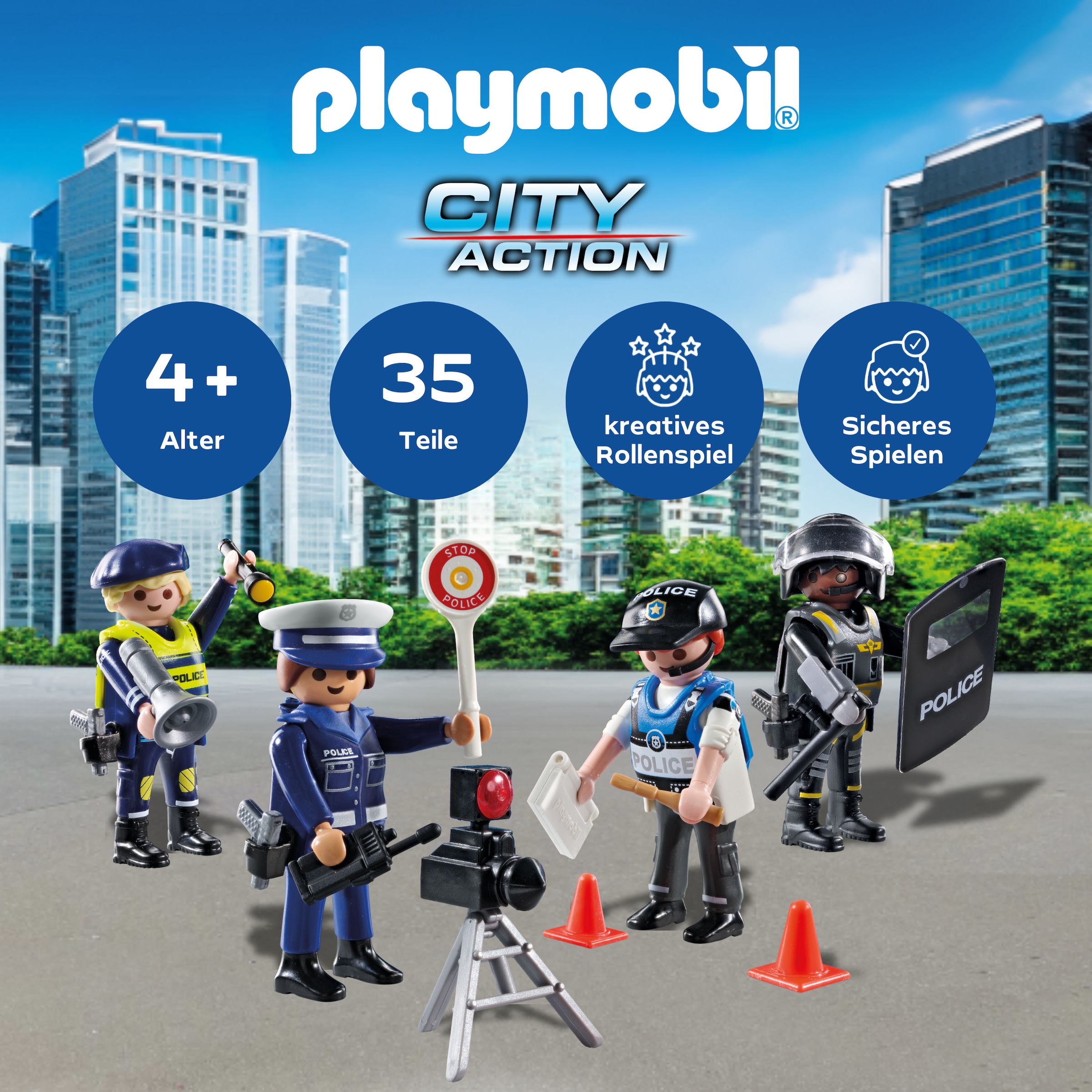 Playmobil® Konstruktions-Spielset »Figurenset Polizei (71730), Playmobil Action Heroes« Made in Europe