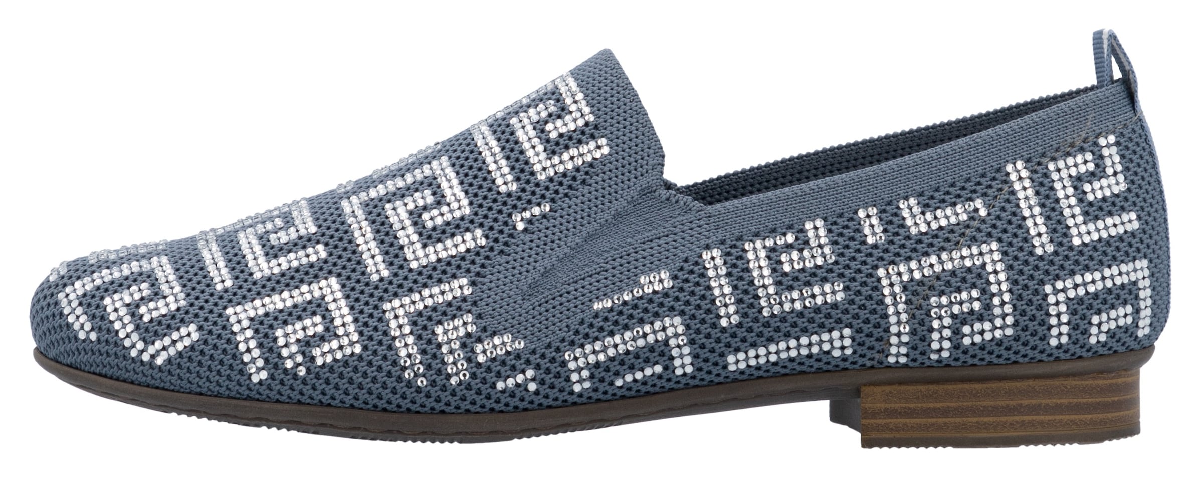 Rieker Slipper  Halbschuh, Schlupfschuh, Blockabsatz, Loafer mit Glitzersteinchen
