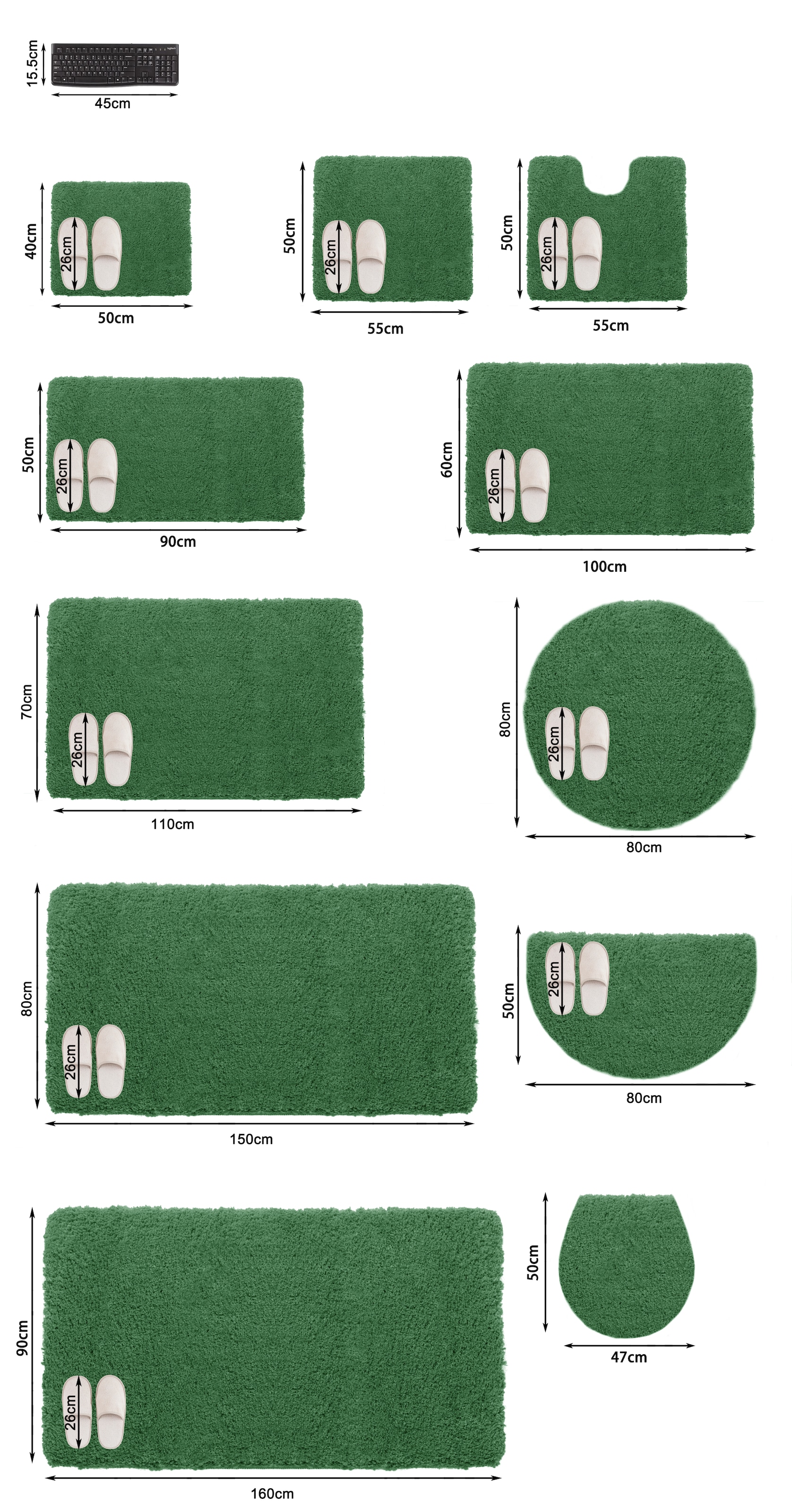 my home Badematte »Inga, Badezimmer Teppich, Badvorleger« Höhe 20 mm rutschhemmend beschichtet fussbodenheizungsgeeignet | schnell trocknend | strapazierfähig Badteppich, unifarben, weich, als halbrund und rechteckig erhältlich