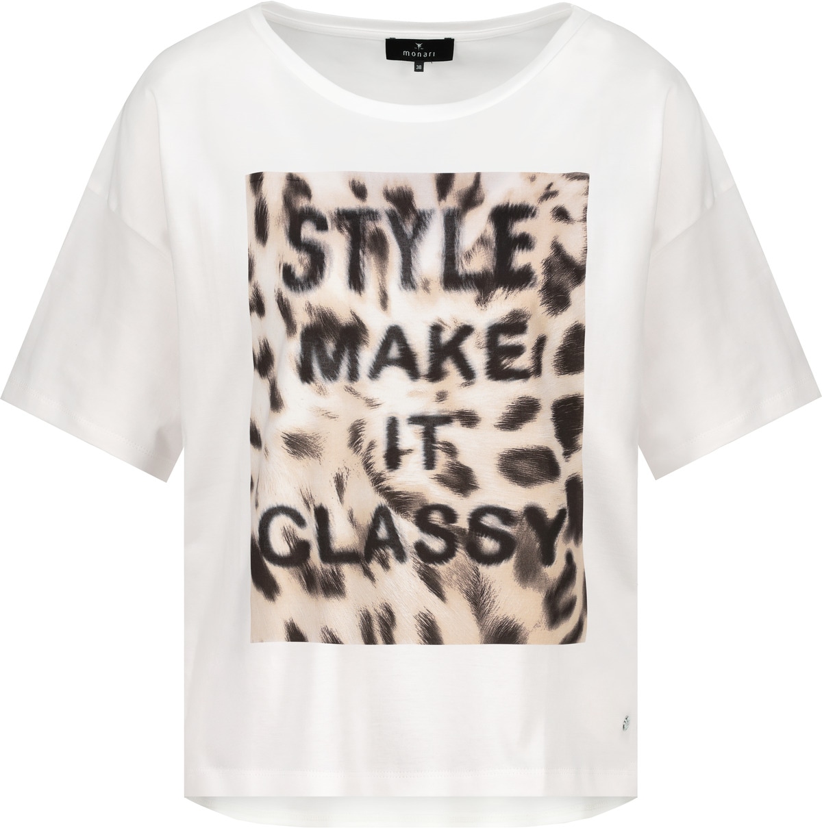 Monari T-Shirt »Shirt Leo + Schrift«, Mit Rundhalsausschnitt