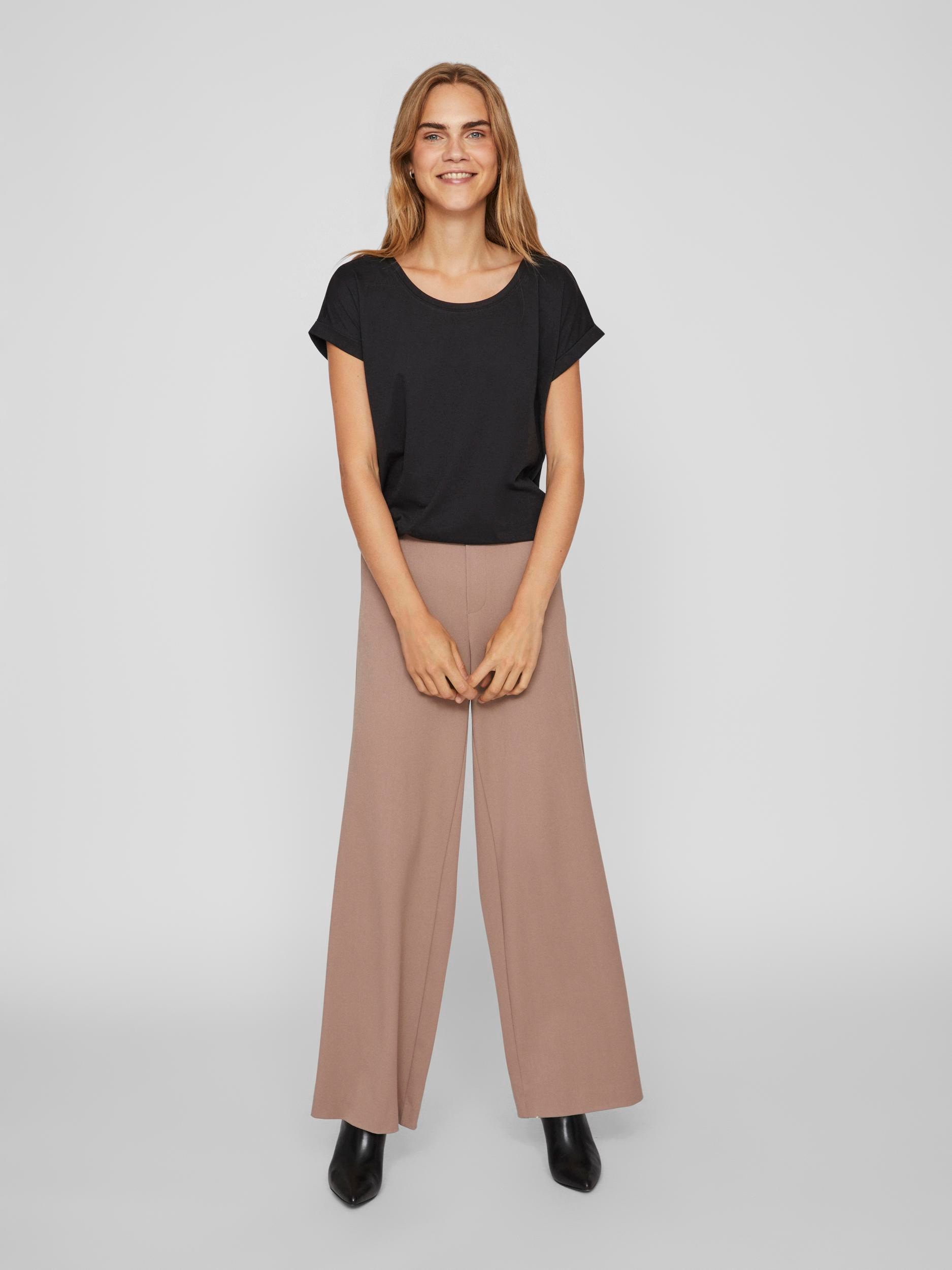 Vila Rundhalsshirt »VIDREAMERS NEW PURE T-SHIRT/SU-NOOS«, Basic Damen-T-Shirt mit Rundhalsausschnitt und umgeschlagenen Ärmeln