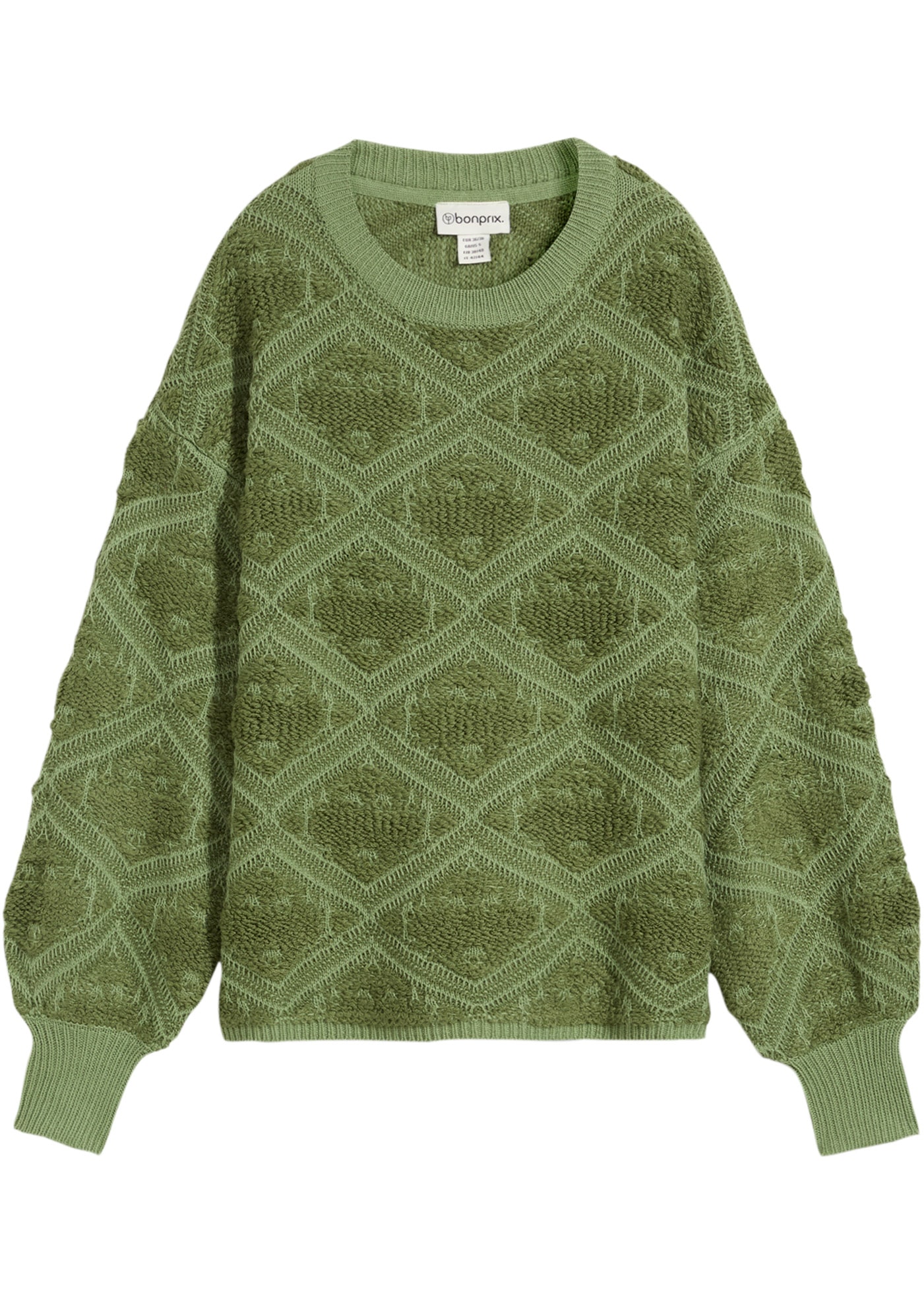 bonprix Strickpullover mit Rundhalsausschnitt, mit Jacquard-Muster, Langarm