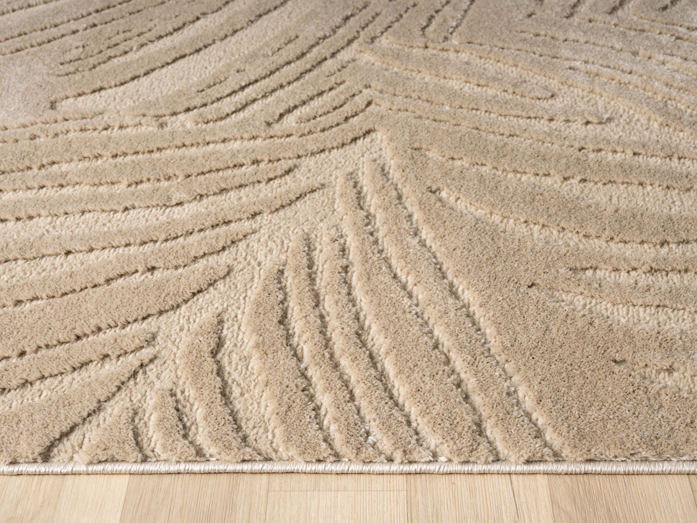 GOODproduct Teppich »Samia, Hoch-Tief-Struktur« rechteckig 19 mm Höhe leichter Glanz, Floral, Blätter, Modern, Wohnzimmer, Schlafzimmer