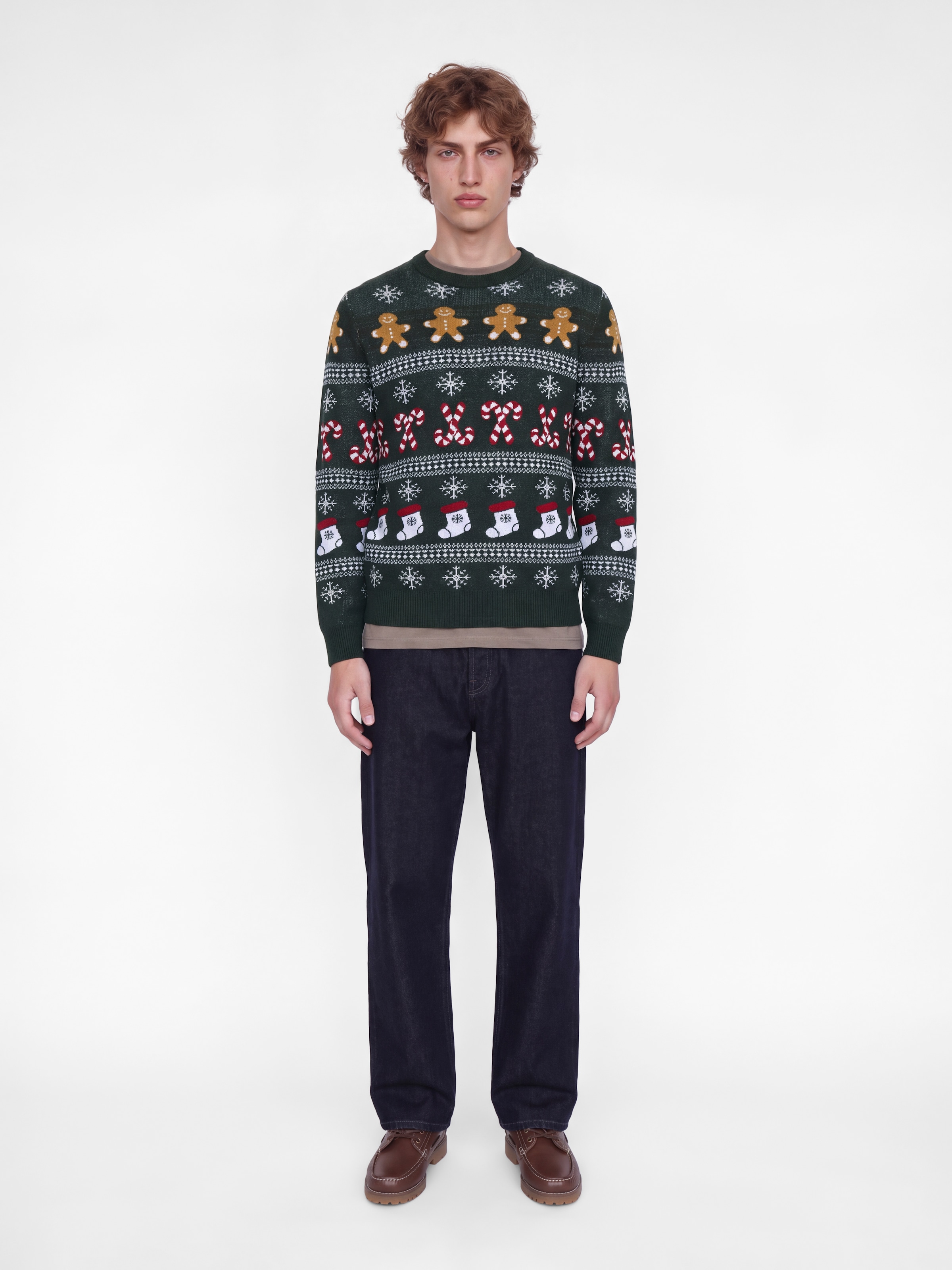 Jack & Jones Pull en tricot »JJXMAS SANTA KNIT CREW NECK« Kunstfaser, regular fit
