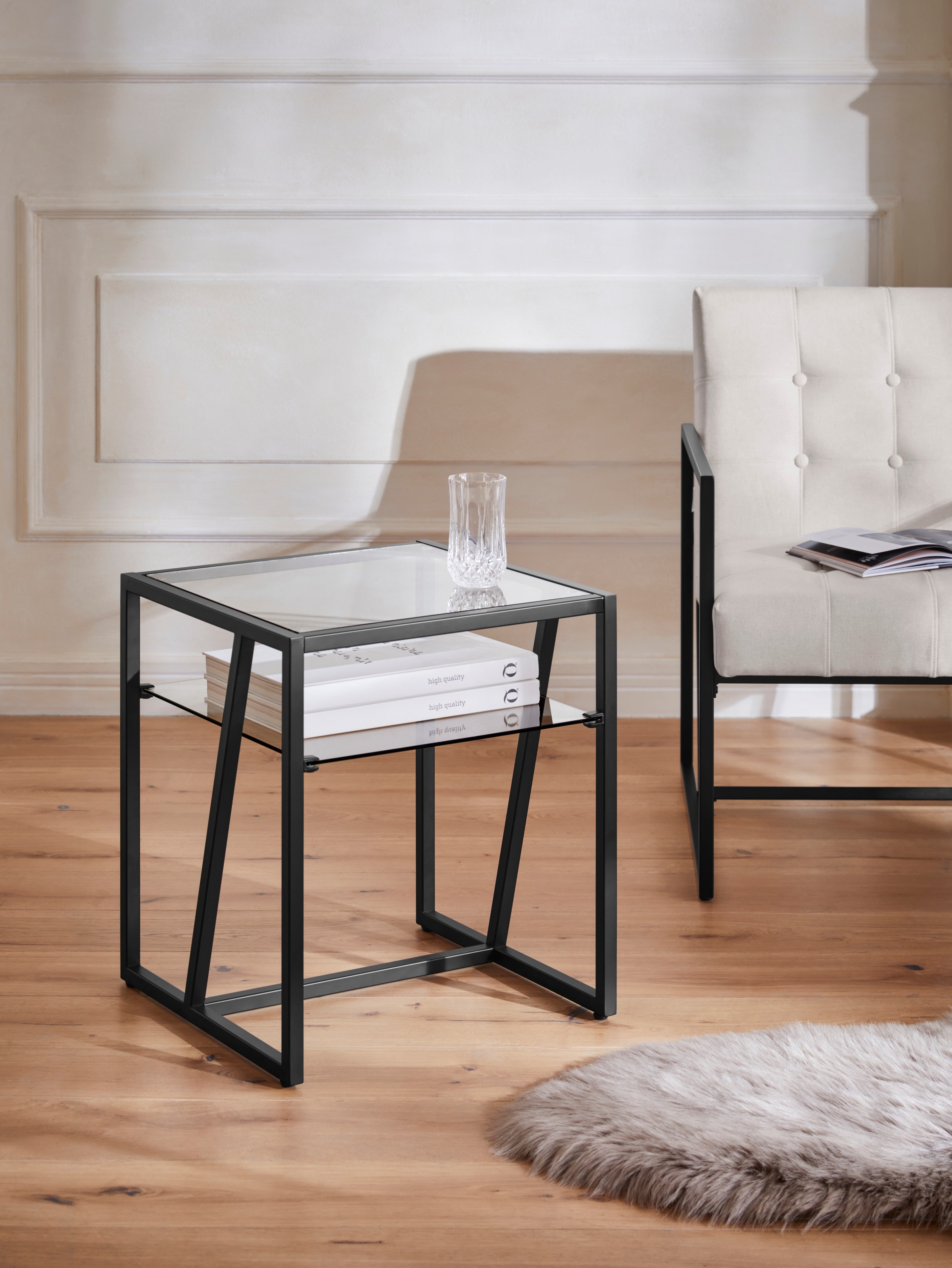 Image of Guido Maria Kretschmer Home&Living Beistelltisch »Silwai«, Gestell aus Metall, 0,5 cm starke Tischplatte aus Glas bei Ackermann Versand Schweiz