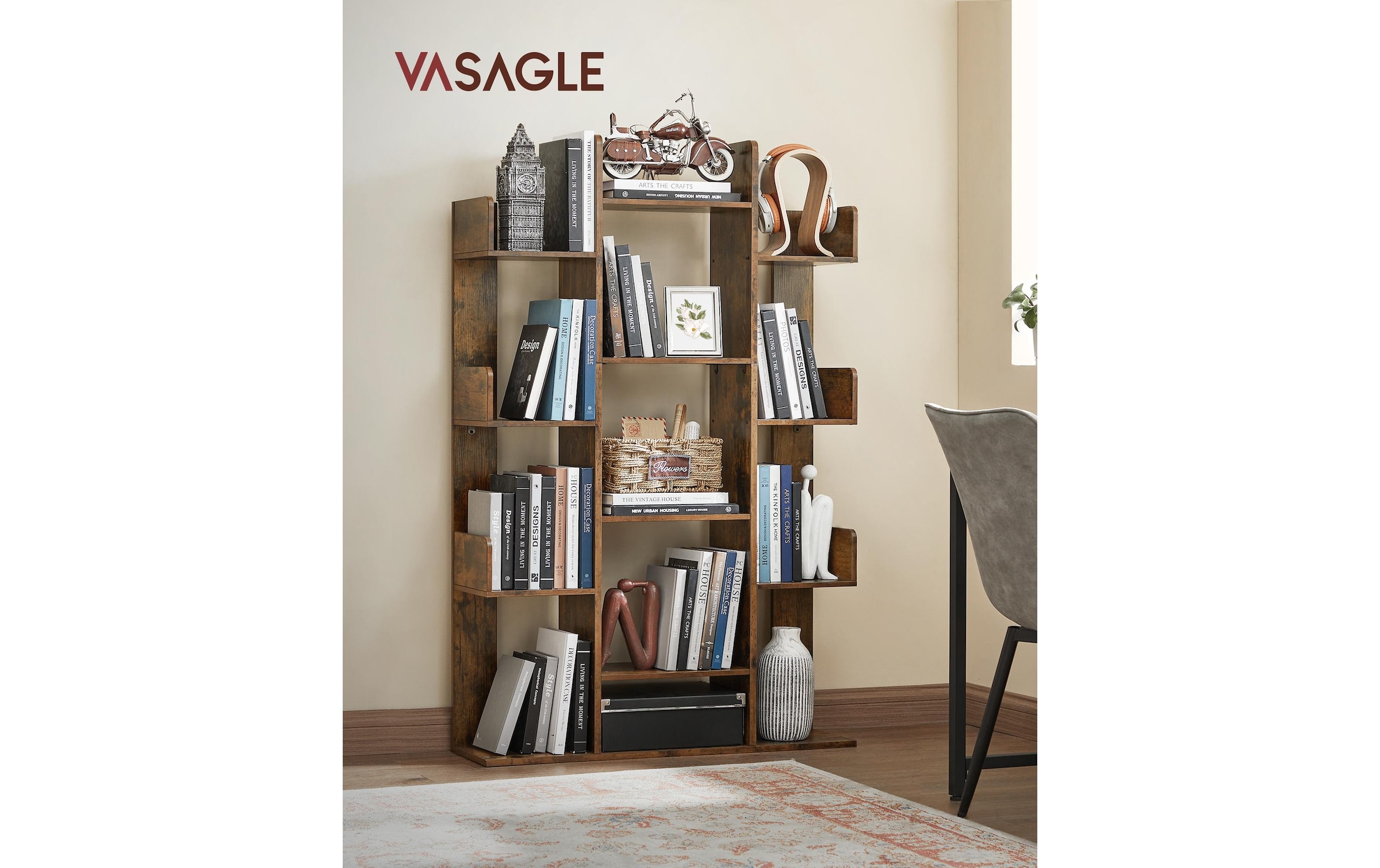 VASAGLE Regal »86 x 25 x 140 cm Braun«