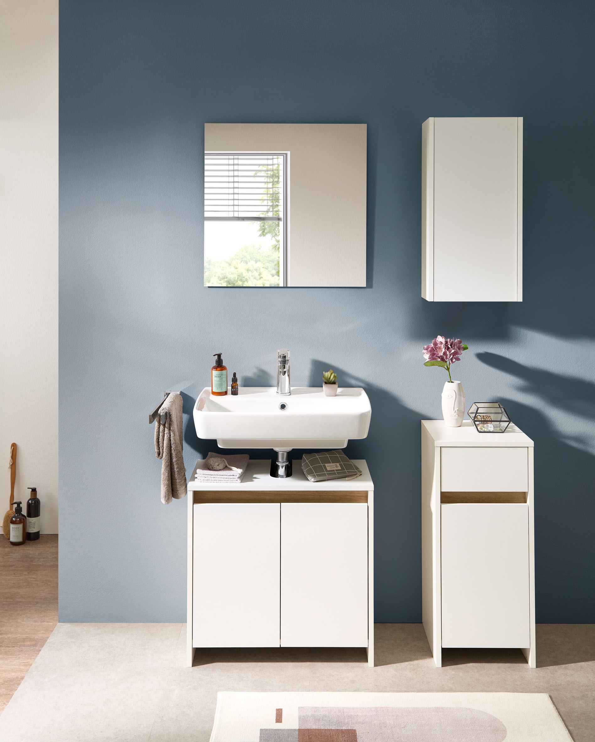 Saphir Ensemble de meubles de salle de bain »Quickset 100, 4-teilig, mit Holzeinlegeböden, 61,6cm breit« 4 cuis tlg.