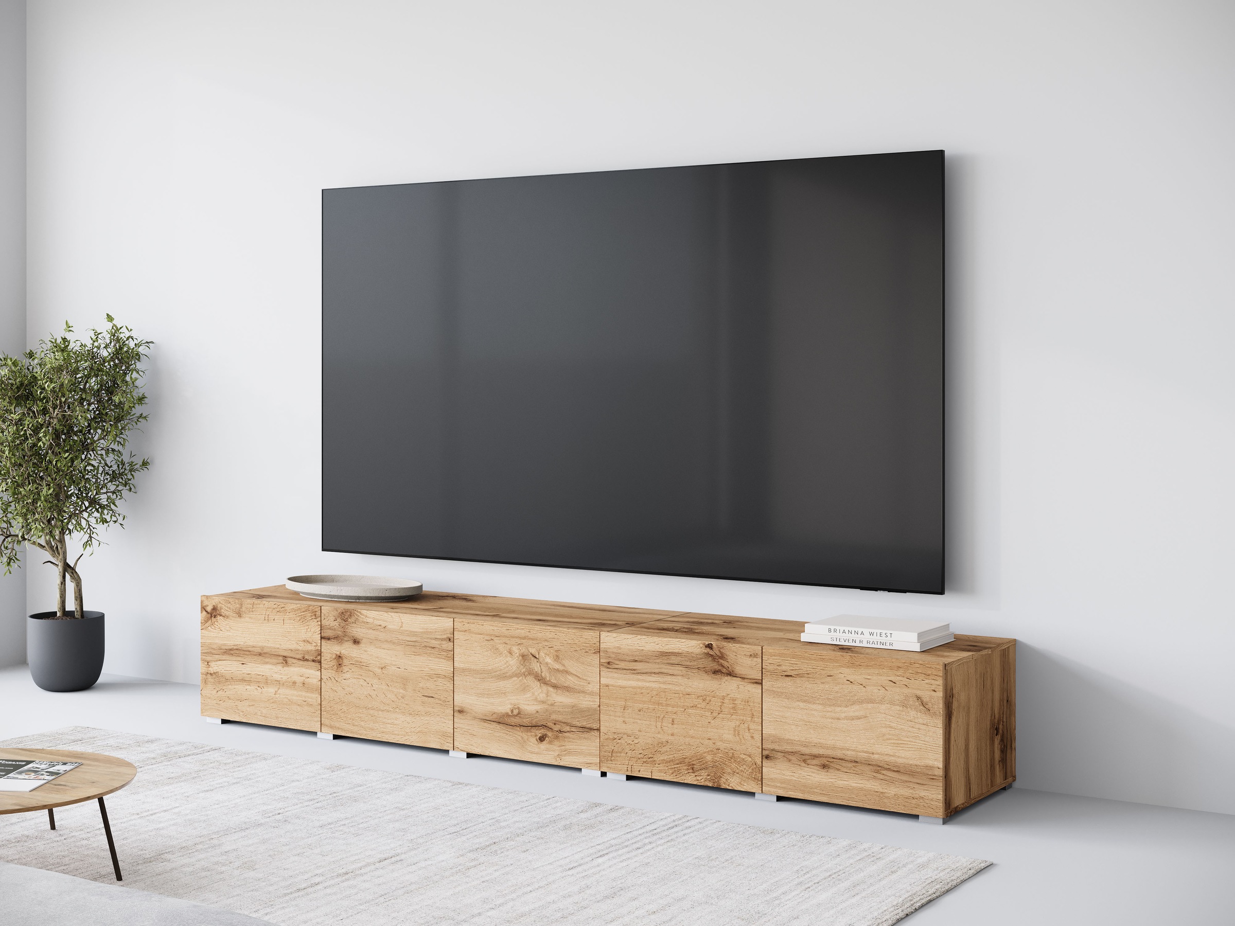 Image of GOODproduct Lowboard "Denver 250 cm für bis zu 98-Zoll TVs - Weltmeisterschaft im XXL Format" Wahlweise mit oder ohne offenes Fach in der Mitte