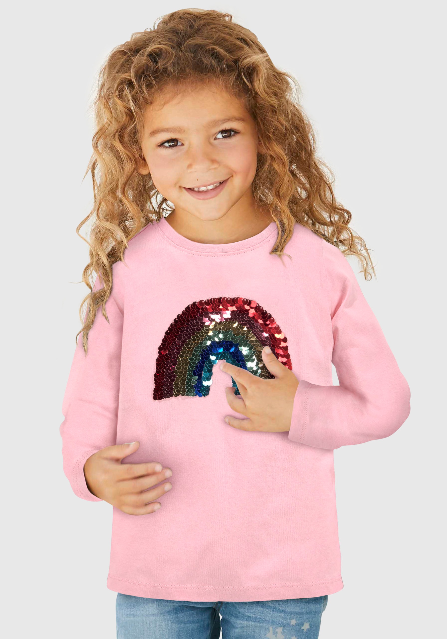 Image of KIDSWORLD Paillettenshirt »Regenbogen«, Paillettenapplikation bei Ackermann Versand Schweiz