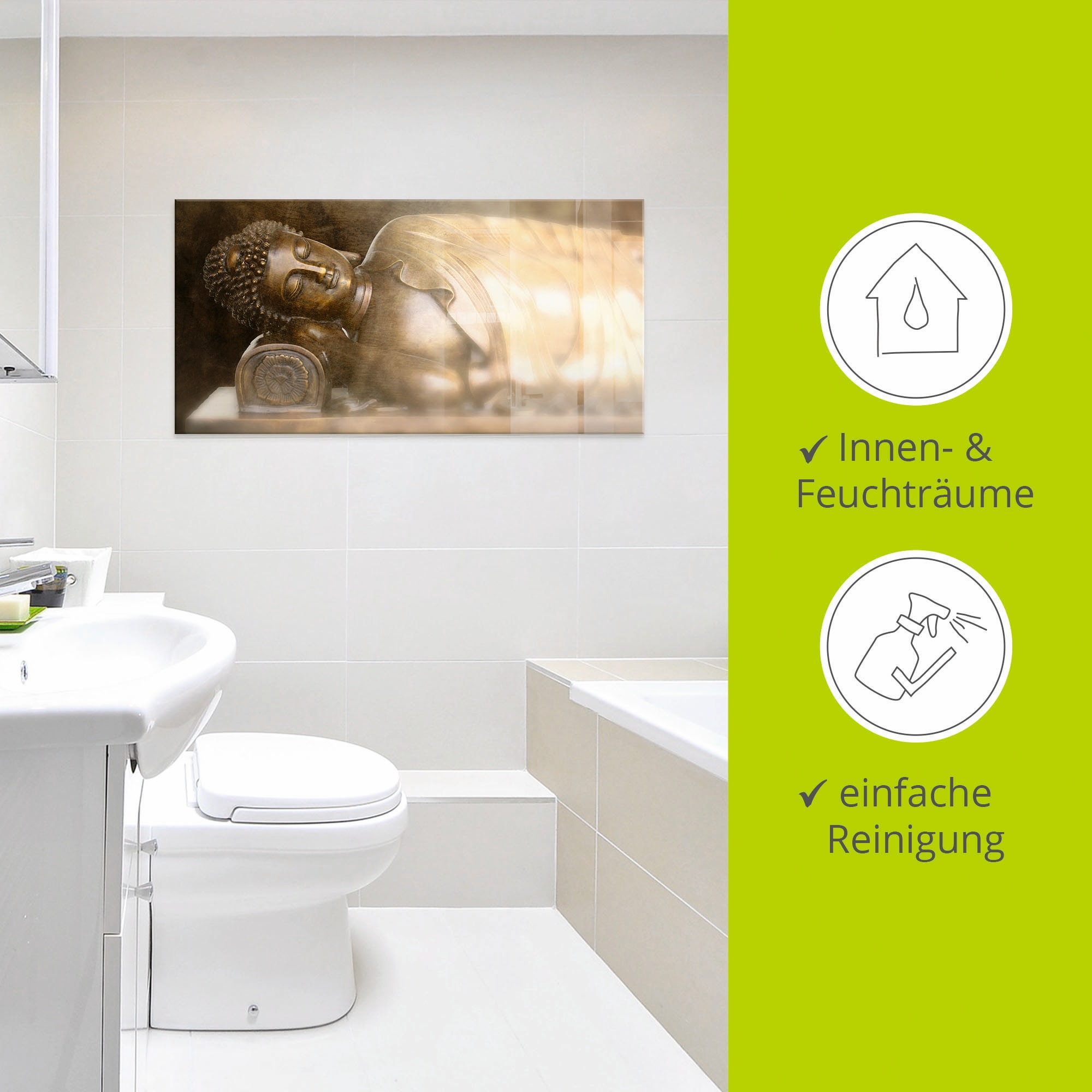 Artland Glasbild »liegender Buddha«, Religion, (1 St.), in verschiedenen Grössen