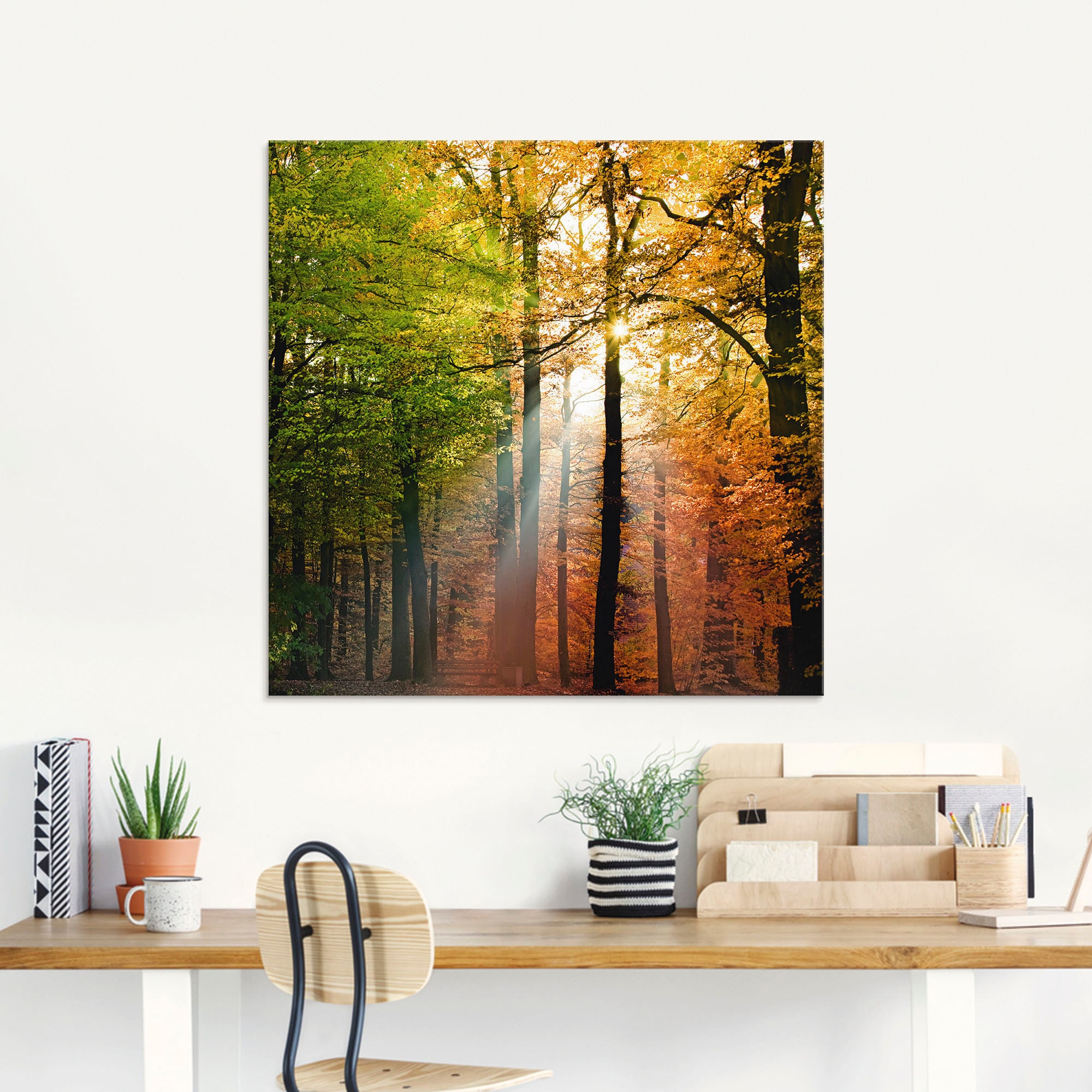 Artland Glasbild »Schöner Herbsttag 2« Wald 1 Stk. tlg. in verschiedenen Grössen
