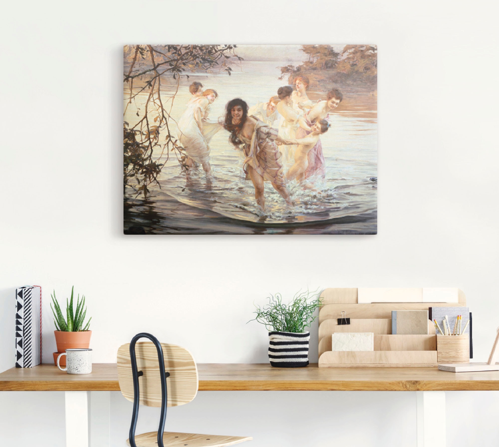 Artland Wandbild »Glückliches Spiel im Wasser. 1899«, Gruppen & Familien, (1 St.), als Leinwandbild, Poster in verschied. Grössen