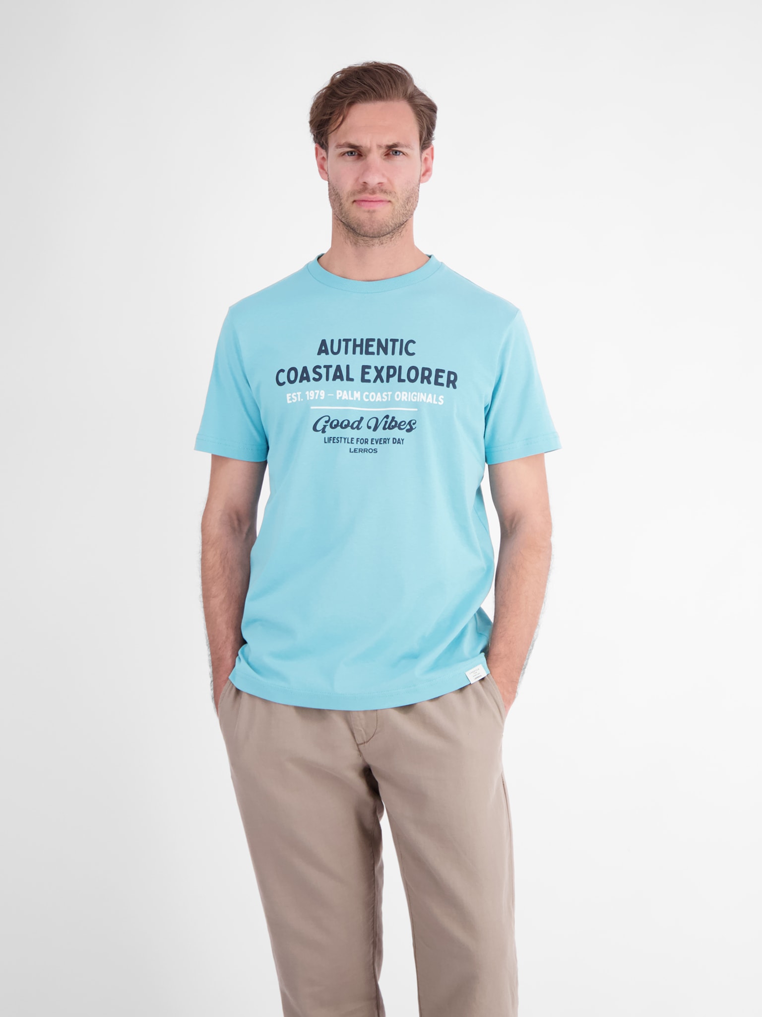 LERROS T-shirt imprimé coupe régulière, design manches courtes, avec imprimé voyant