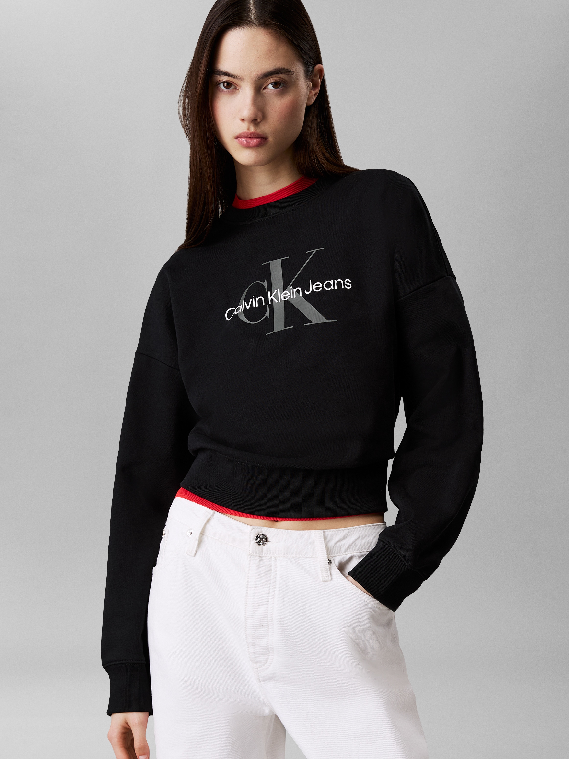 Image of Calvin Klein Sweatshirt "LS MONOLOGO FRENCH TERRY RLXD CR", Logoschriftzug