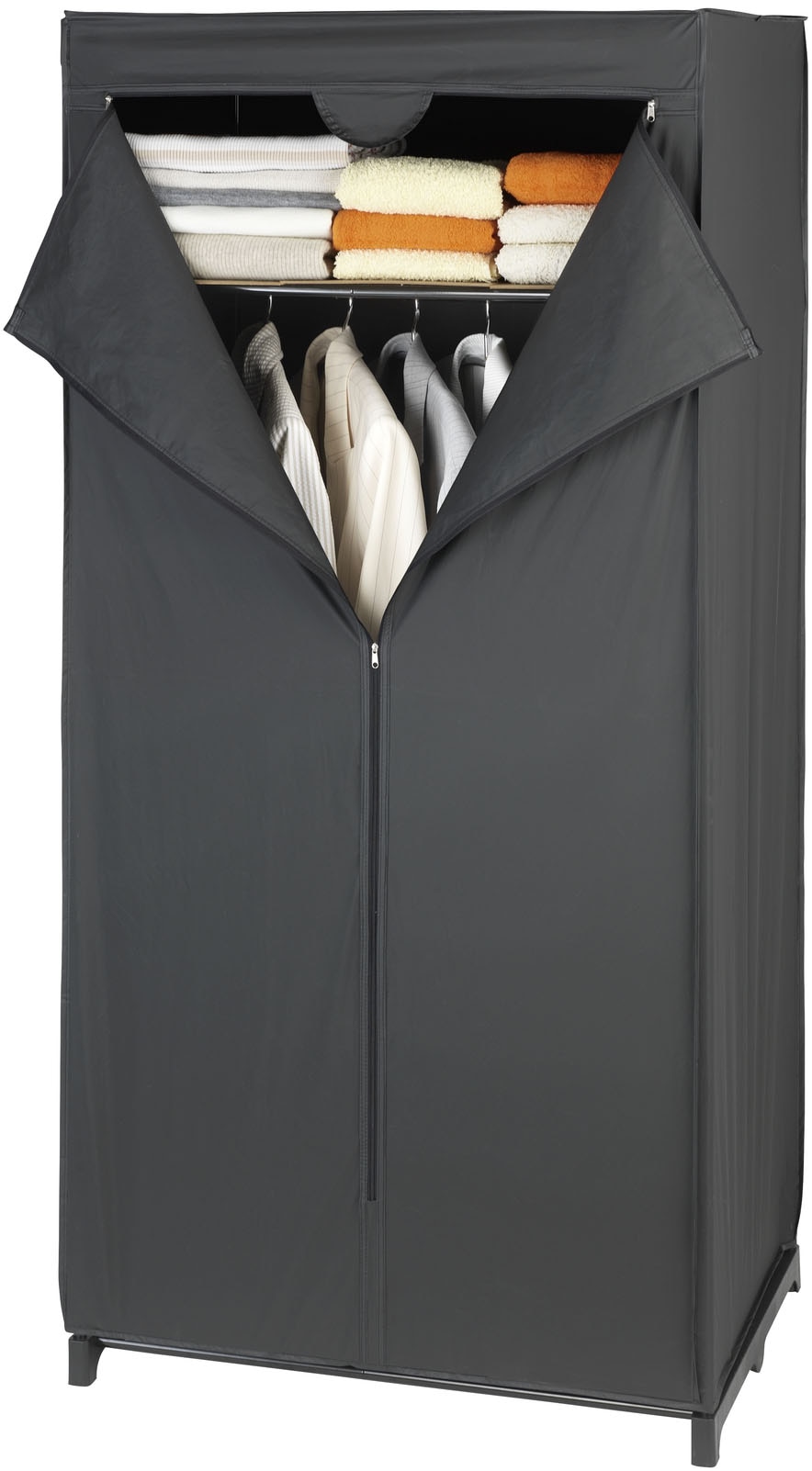 WENKO Stoffschrank »Modell Deep Black«, mit Kleiderstange, Ablage & Reissverschluss, Metallgestell, abwaschbar