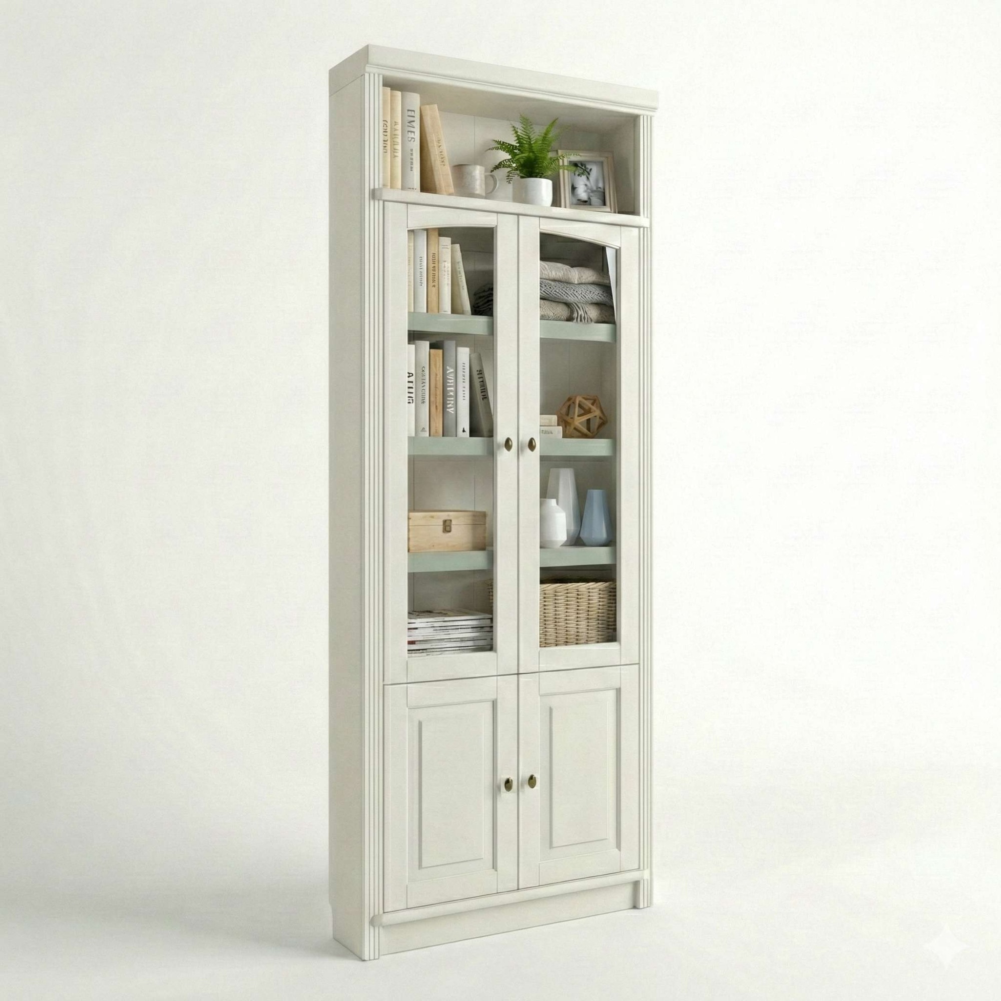 GOODproduct Vitrines »Soeren Regal mit 2 Glastüren und 2 Holztüren, B/TH: 80/29/220 cm« Kiefer FSC®-zertifiziert, 1 offenes Fach, 6 Fächer hinter den Türen