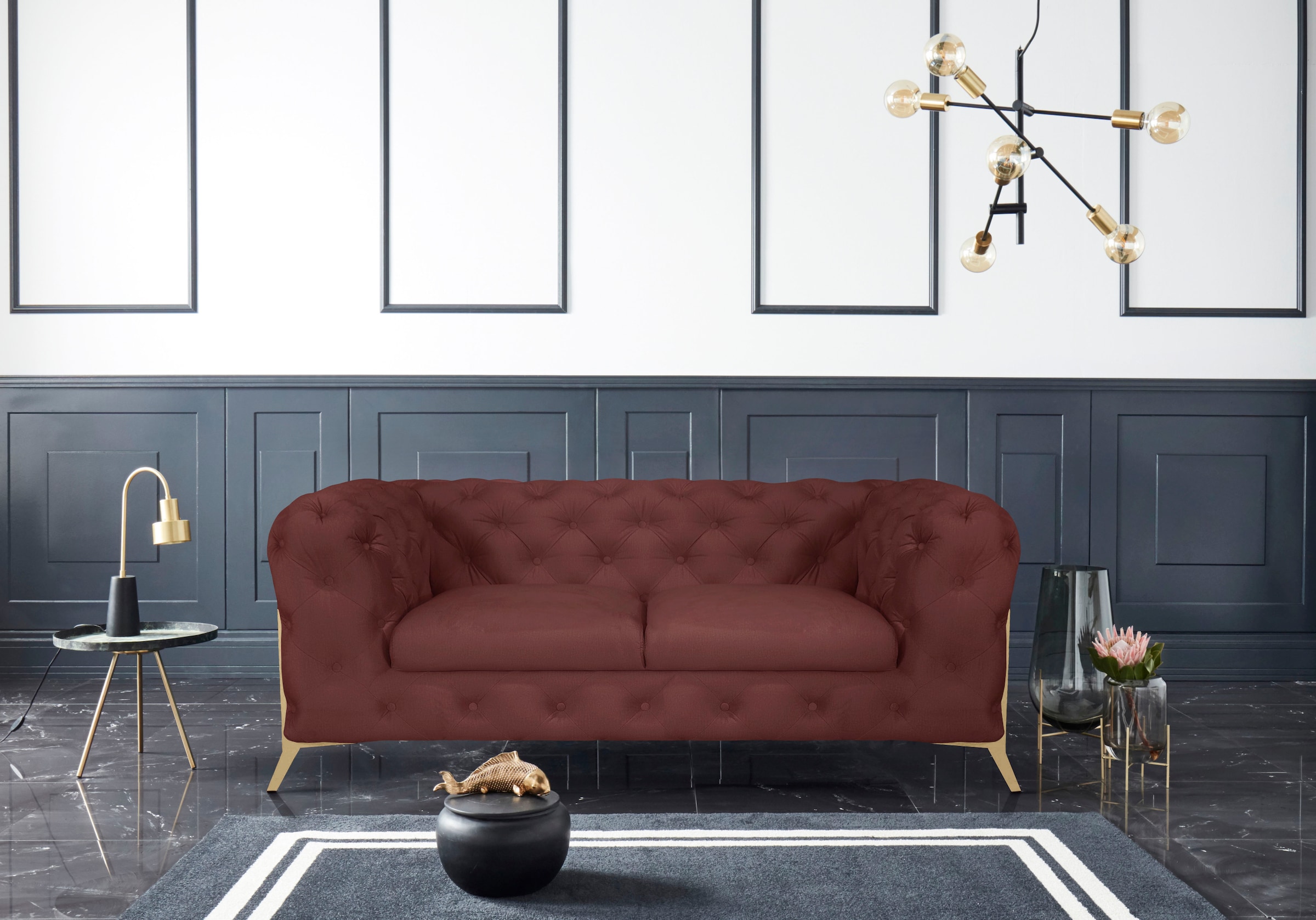 Leonique Chesterfield-Sofa »Amaury«, aufwändige Knopfheftung, moderne Chesterfield Optik, Fussfarbe wählbar