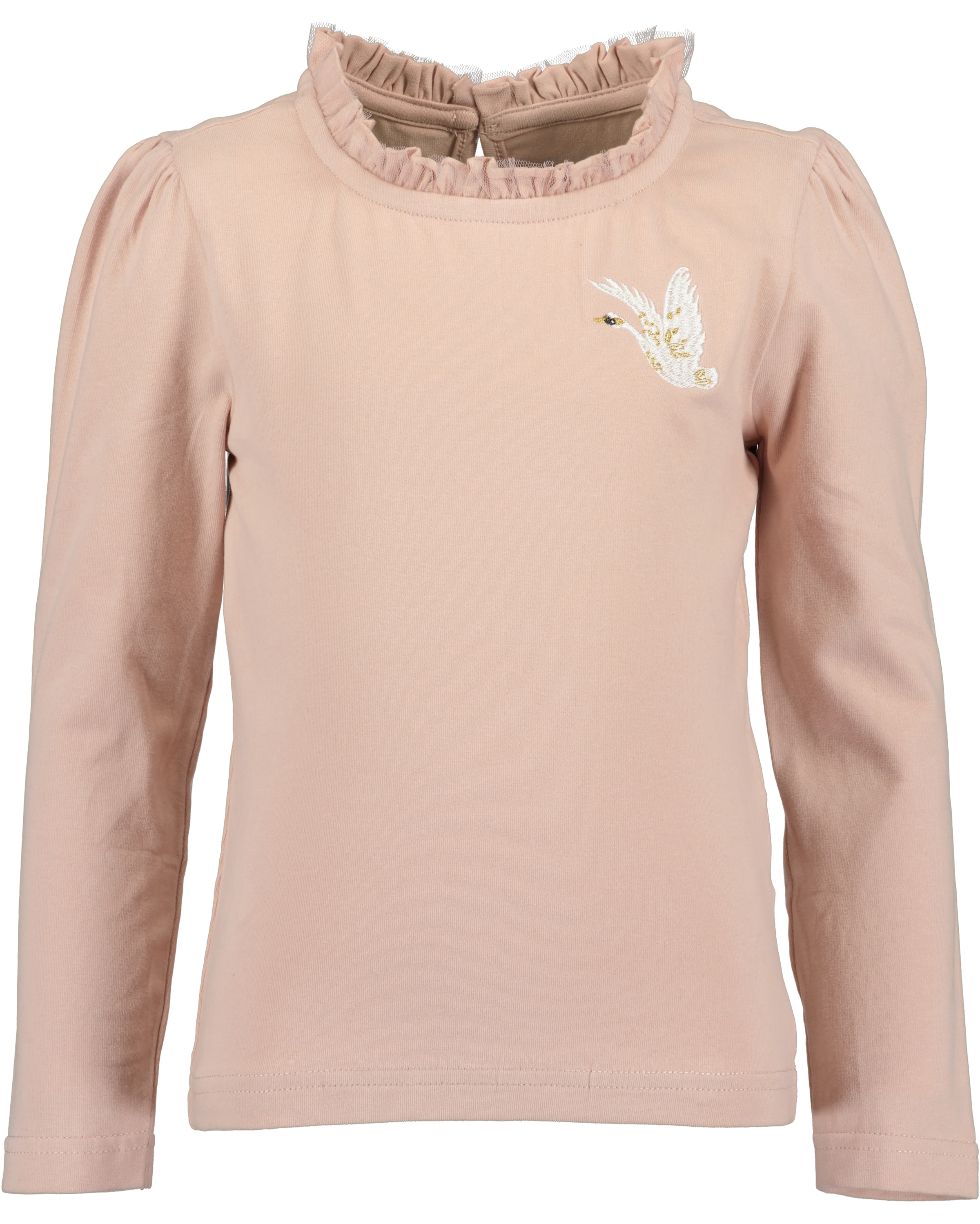 Blue Seven T-shirt à manches longues mit schmalem Tüll-Stehkragen und dezent geraffte Puffärmel