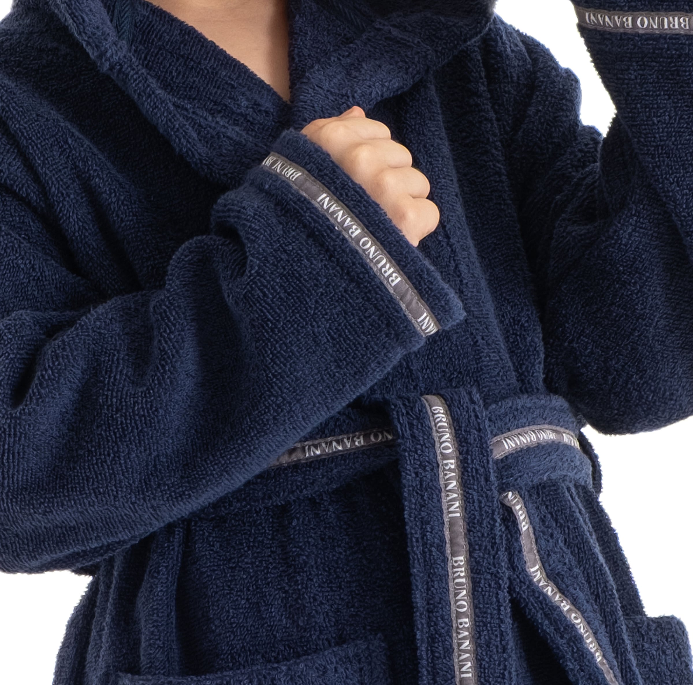 Bruno Banani Peignoir de bain pour enfants »Danny, Ideal für Zuhause, Schwimmbad oder im Urlaub« 1 cuis mit Logostreifen, aus 100% Baumwolle
