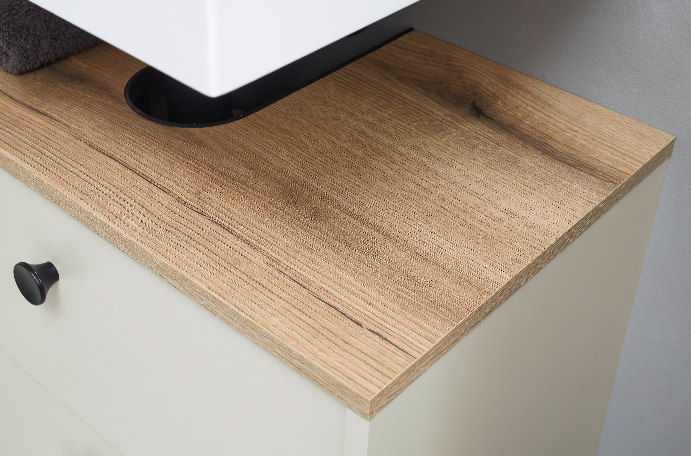 BASIC by Balculina Armoire sous lavabo »Linea« 1 cuis tlg. Largeur 60cm, pieds profilés en U, extension sous plan