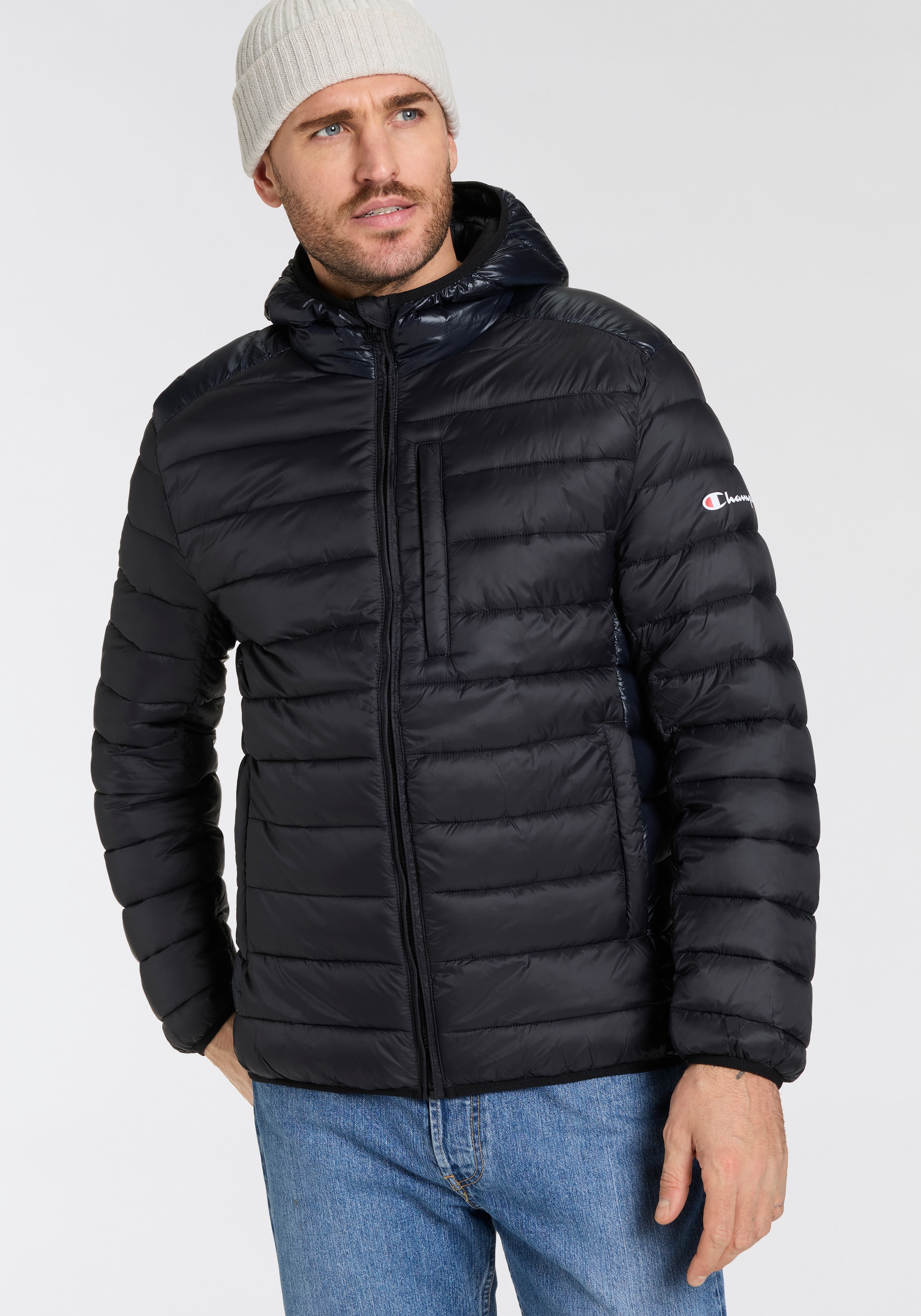 Image of Champion Steppjacke "Hooded Jacket" mit Kapuze wärmende Steppware, mit Kapuze, atmungsaktiv, aus Polyamid