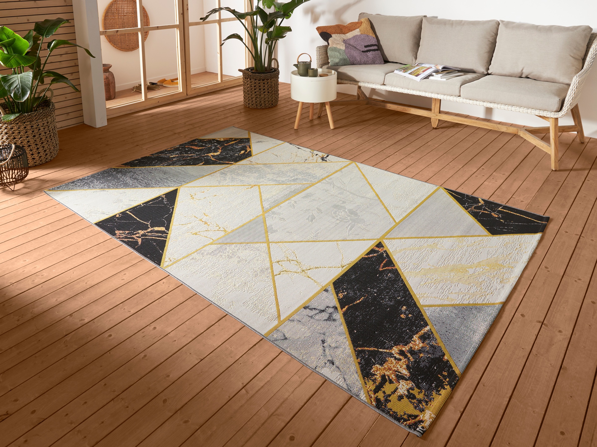 Image of HANSE Home Outdoorteppich "Noble" rechteckig 3 mm Höhe In-& Outdoor, Teppich, Wetterfest, Balkon, Garten, Wohnzimmer, Gold