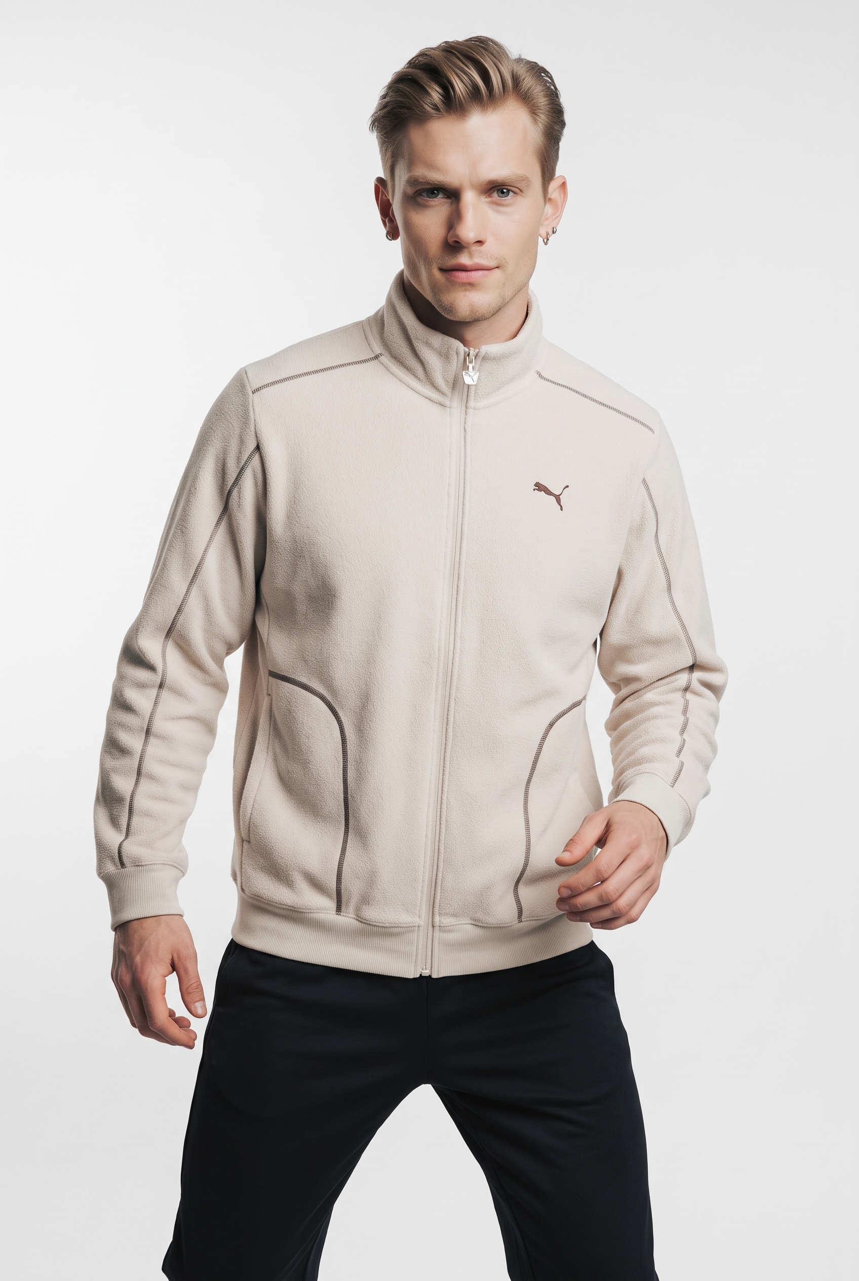 Image of PUMA Trainingsjacke "ESS ELEVATED RELAXED WINTERIZED TRACK JACKET" ohne Kapuze mit Eingrifftaschen, Relaxed Fit