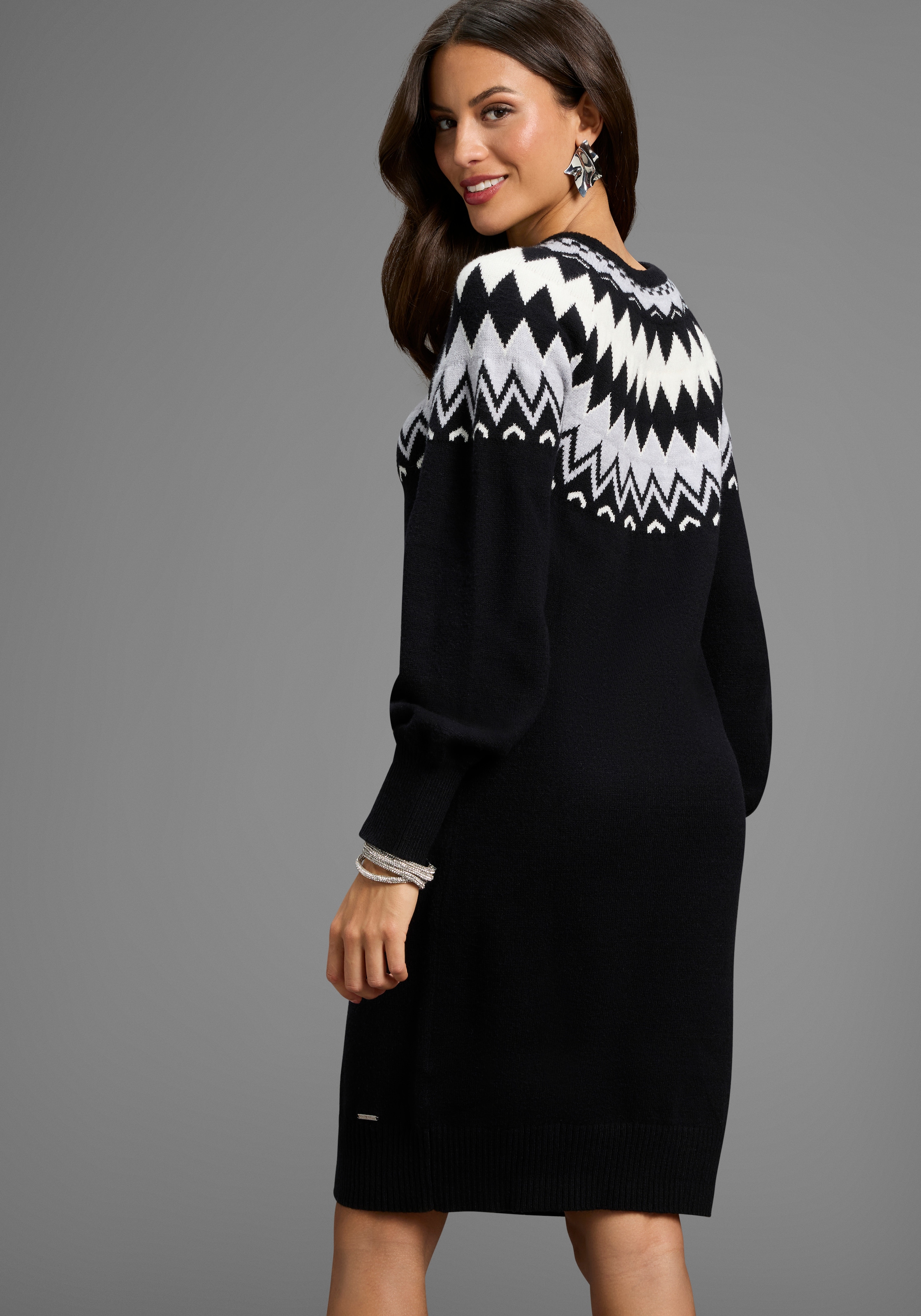 Laura Scott Robe en tricot mit kuscheligem Norwegermuster - NEUE KOLLEKTION