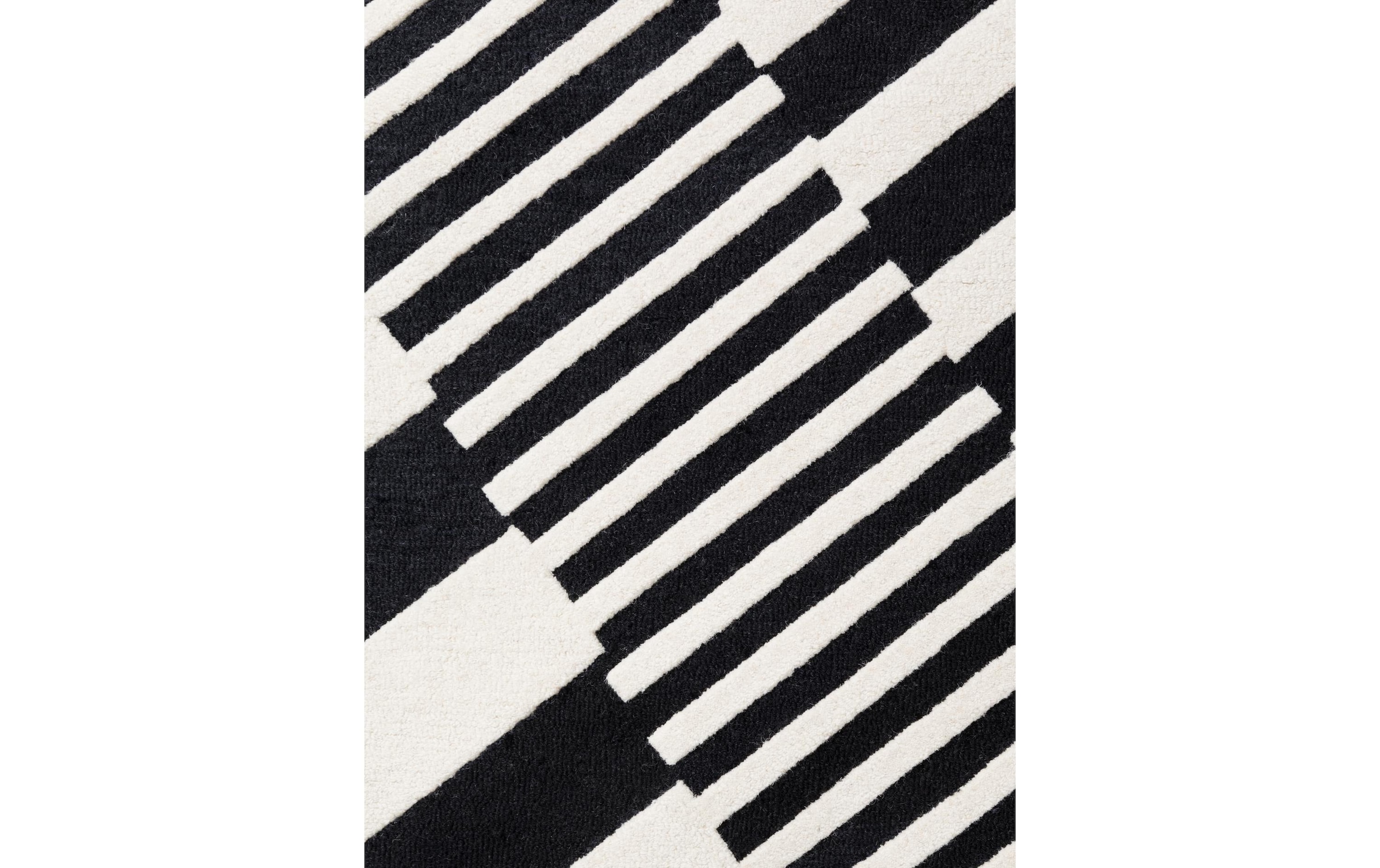 ELLE DECORATION Teppich »Flux« rechteckig 12 mm Höhe Wolle, Natur, Wohnzimmer, schwarz weiss, Geometrisch, Streifen