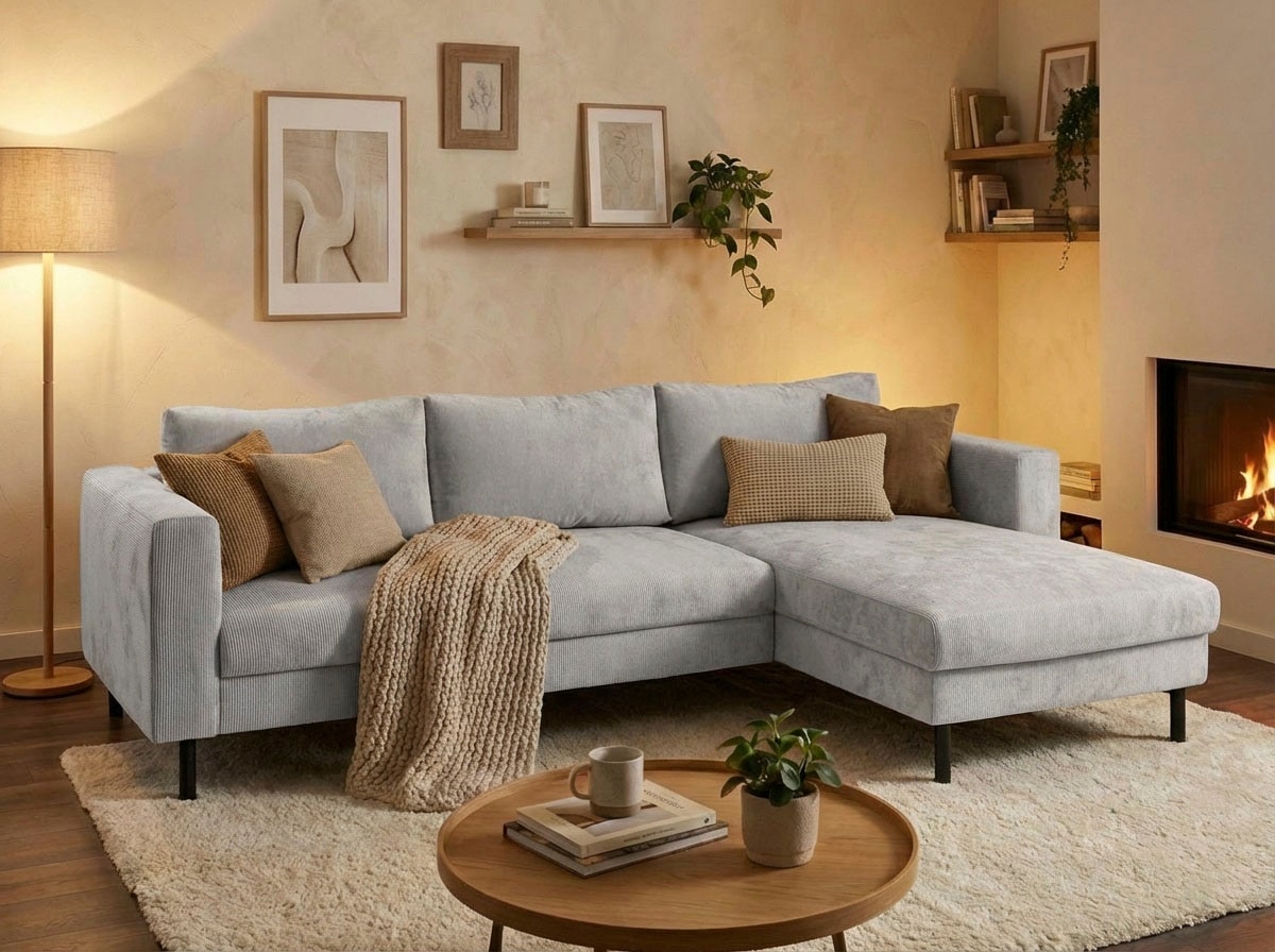 Image of TRENDMANUFAKTUR "Amazing II, wahlw. mit Schlaffunktion & Bettkasten, Fuss schwarz" Recamiere beidseitig montierbar, L-Form,in Cord o. Struktur, B: 232 cm