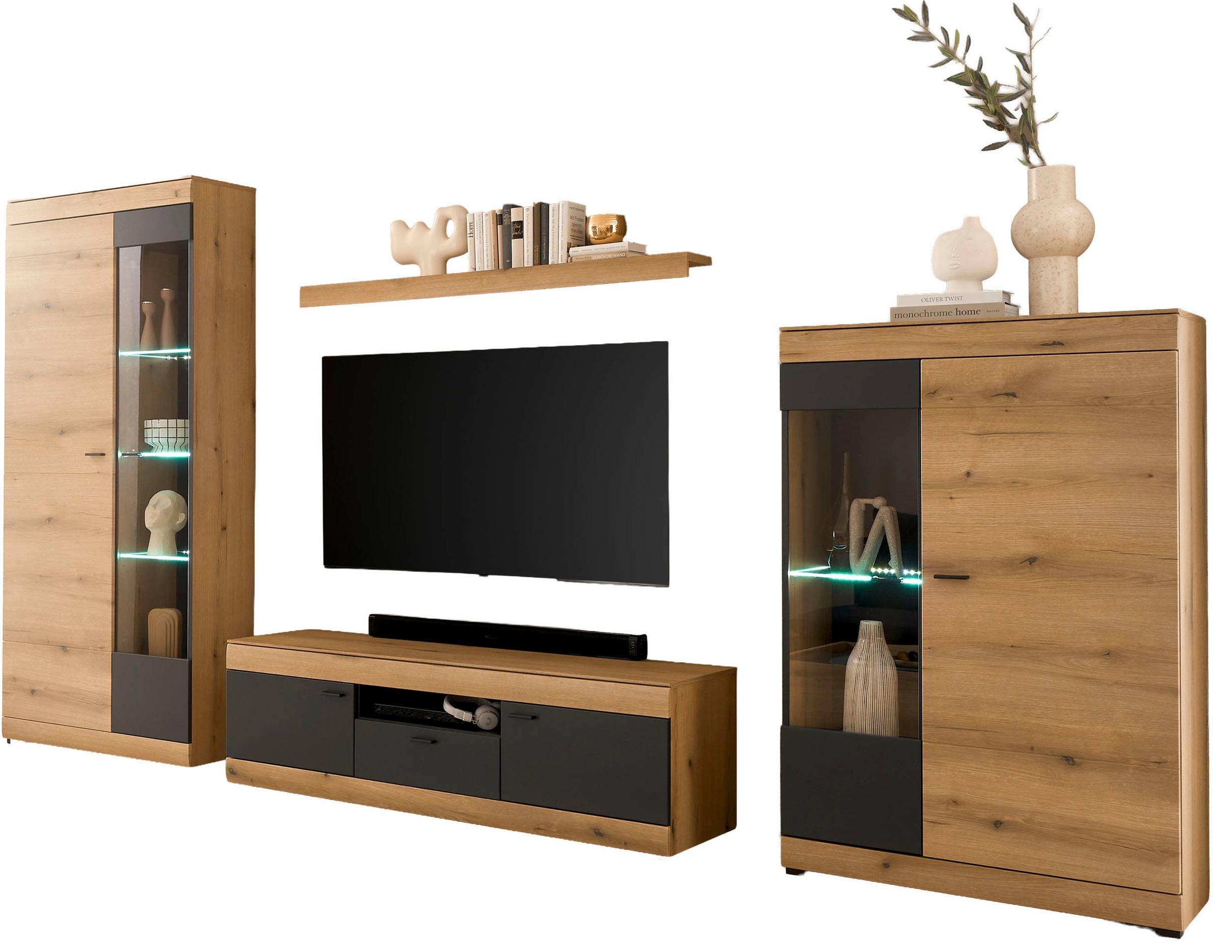 Home affaire Wohnwand »Soleto, zeitlose Anbauwand, Komplettset im modernen Stil« Komplett-Set, 4 Stk. tlg.