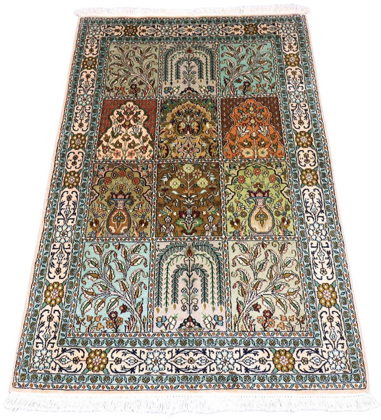 Image of morgenland Seidenteppich »Kaschmir Seide Felder Turchese 151 x 95 cm«, rechteckig, 7 mm Höhe, Handgeknüpft bei Ackermann Versand Schweiz