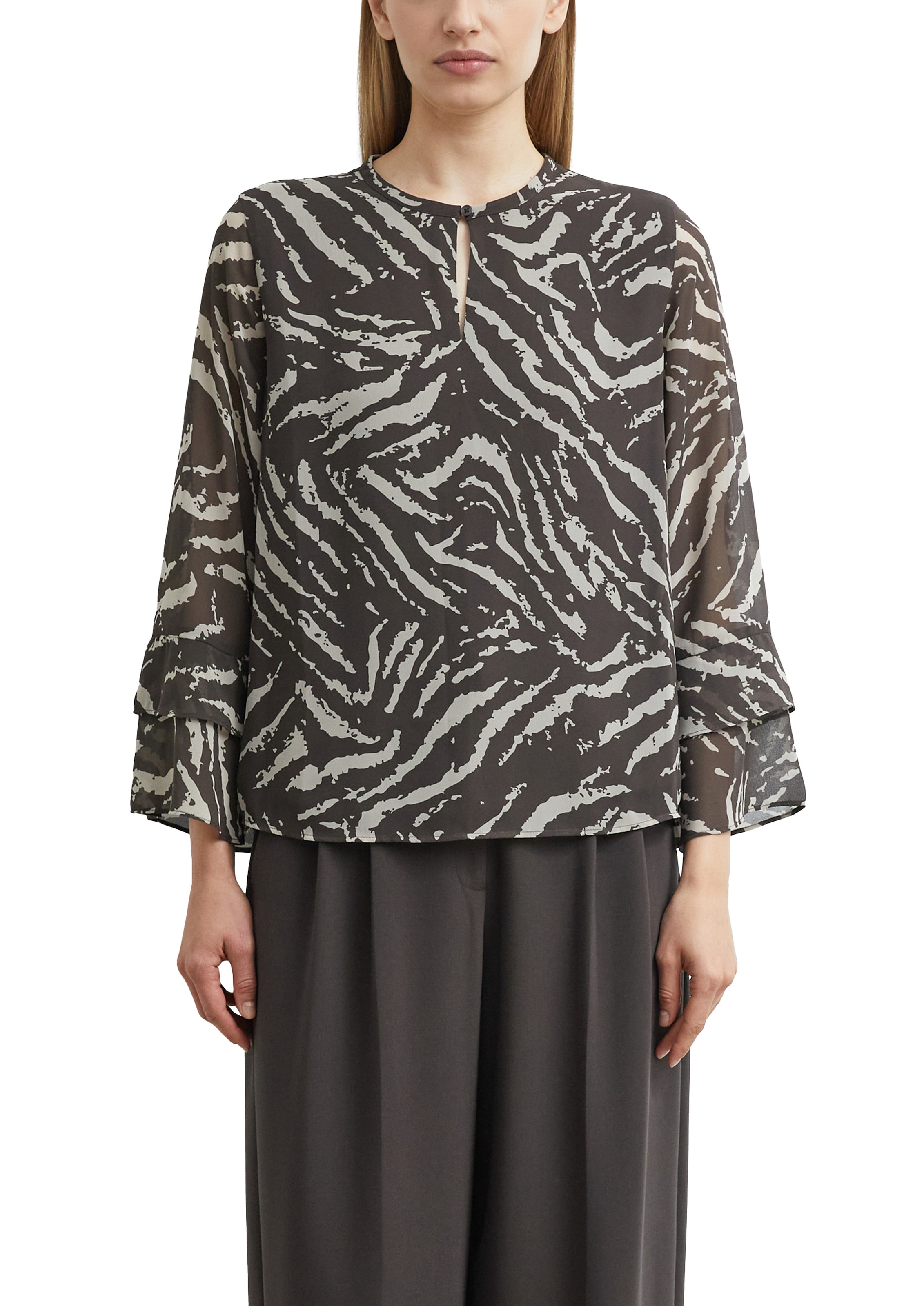 Image of Comma Chiffonbluse mit grafischem Print und Volants / 3/4-Arm
